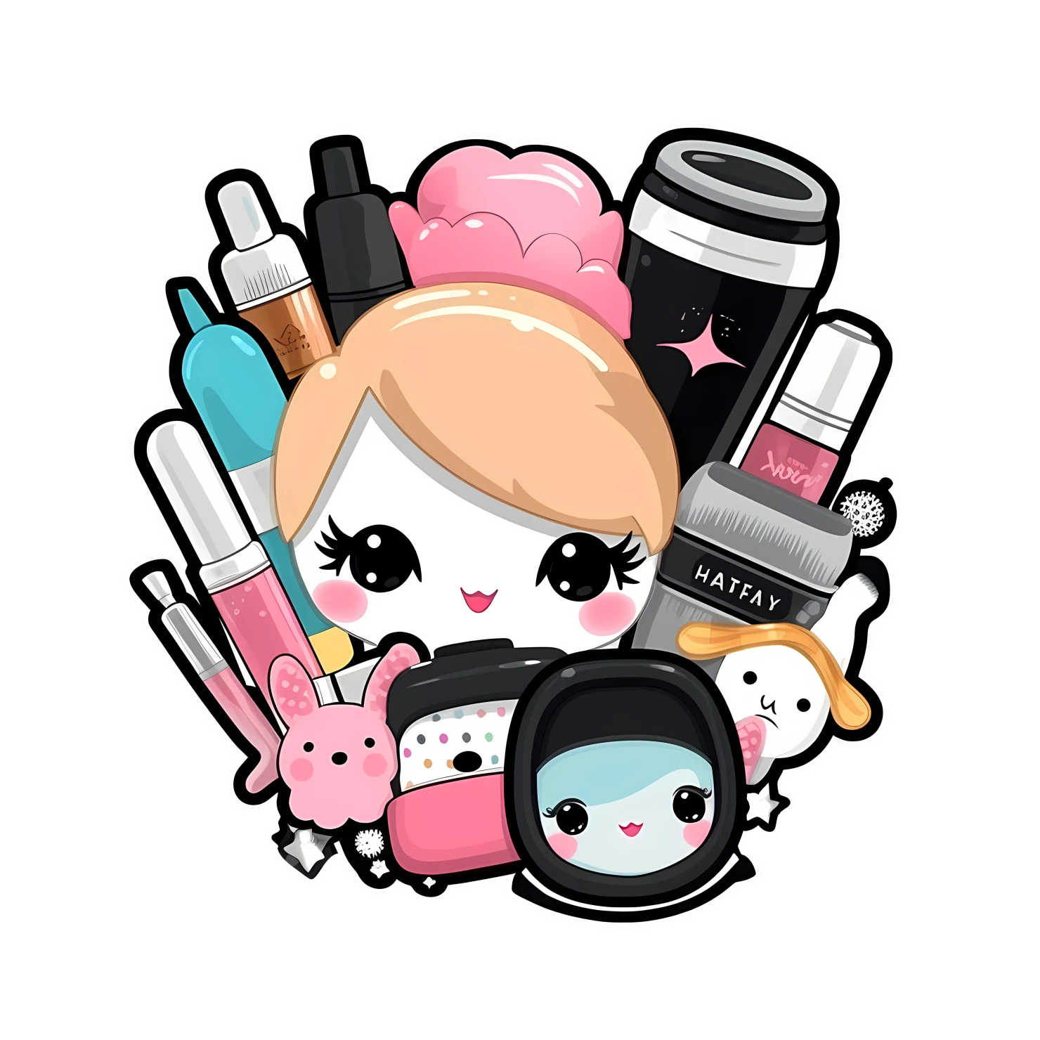 Kawaii makeup sticker isolated on transparent background #25600