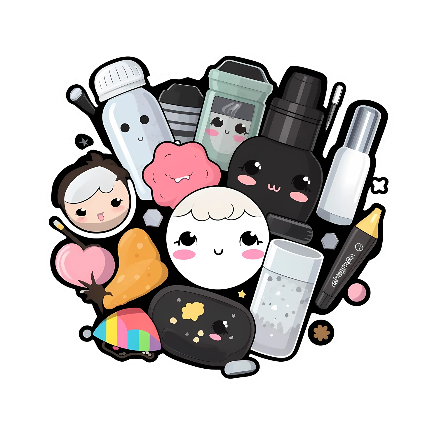 Kawaii makeup sticker isolated on transparent background #25601