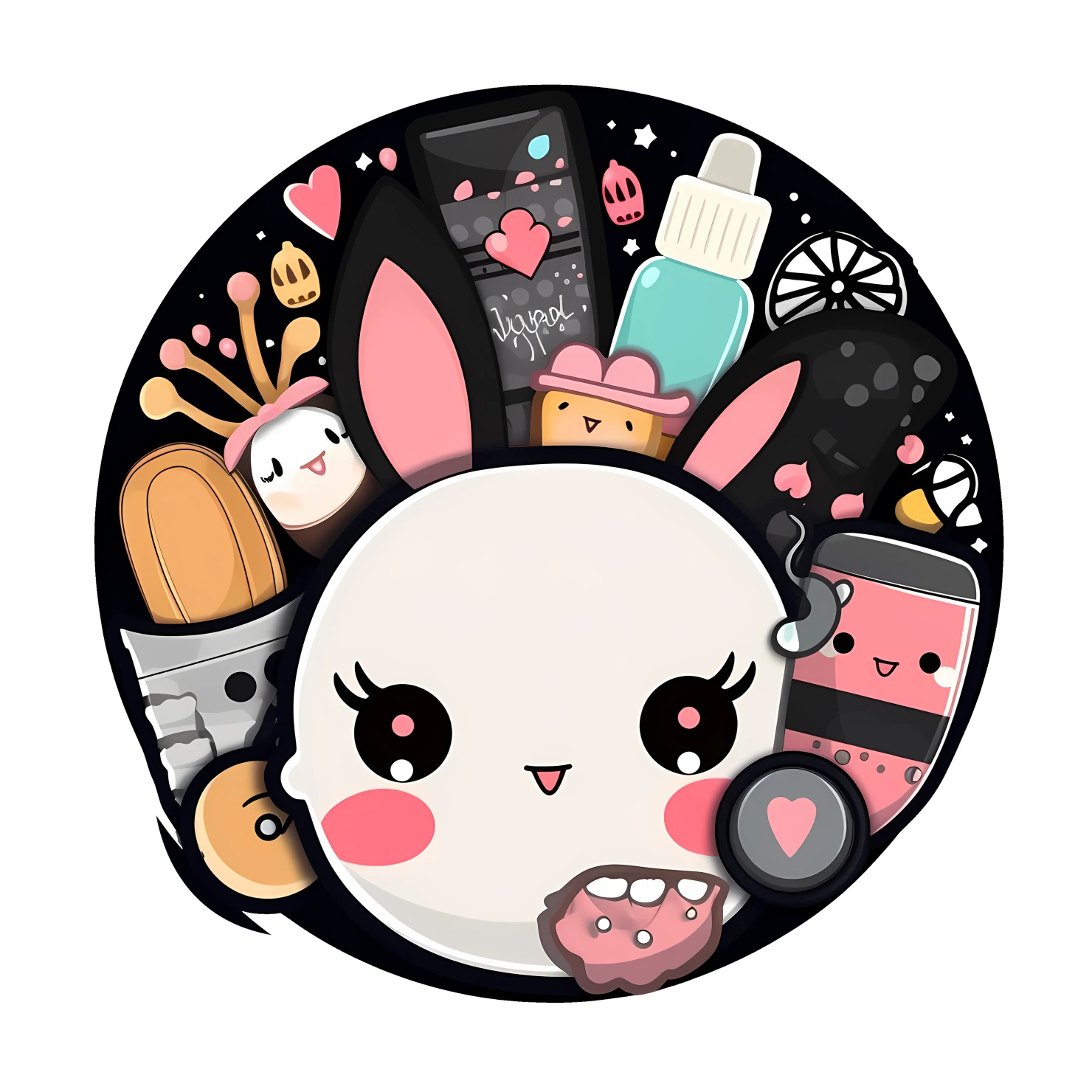 Kawaii makeup sticker isolated on transparent background #25606