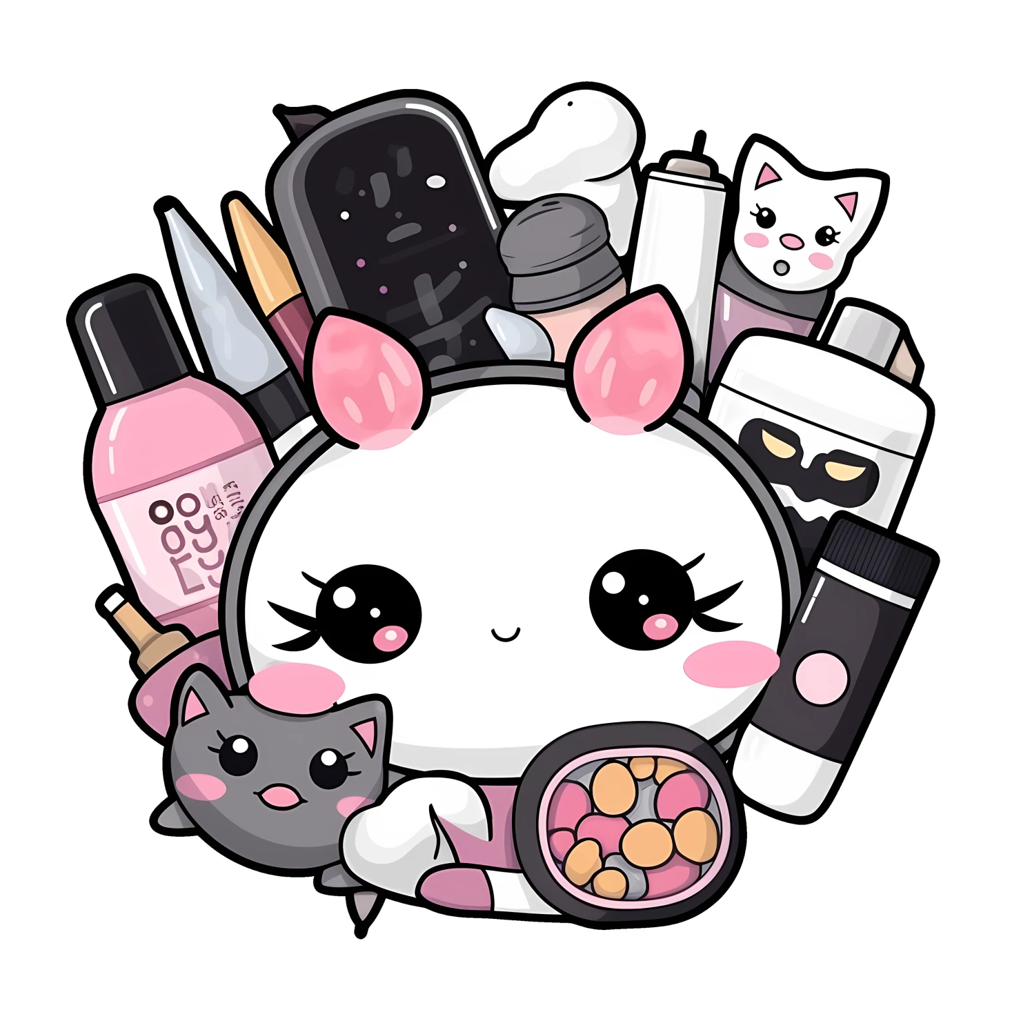 Kawaii makeup sticker isolated on transparent background #25607