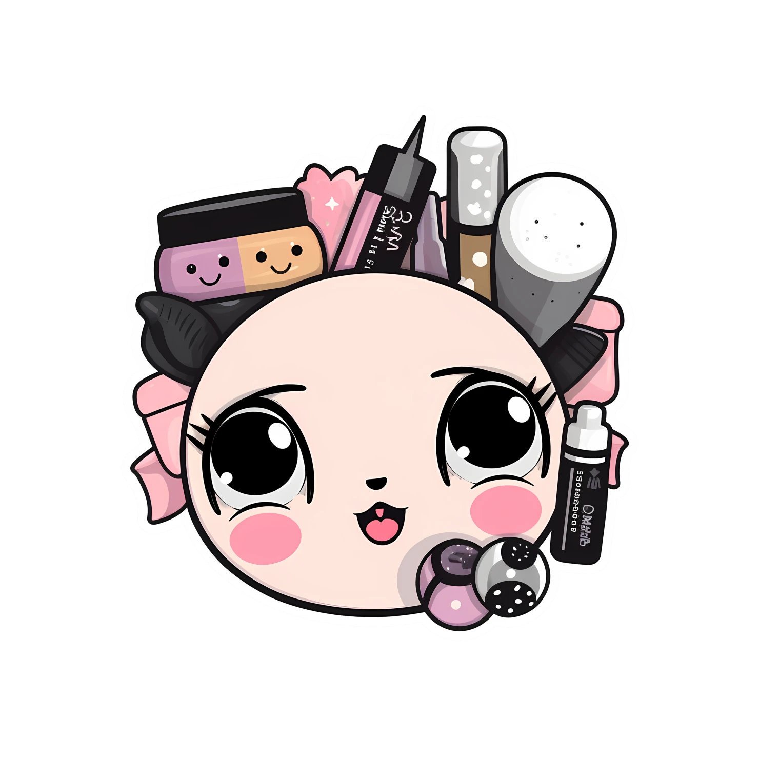 Kawaii makeup sticker isolated on transparent background #25608