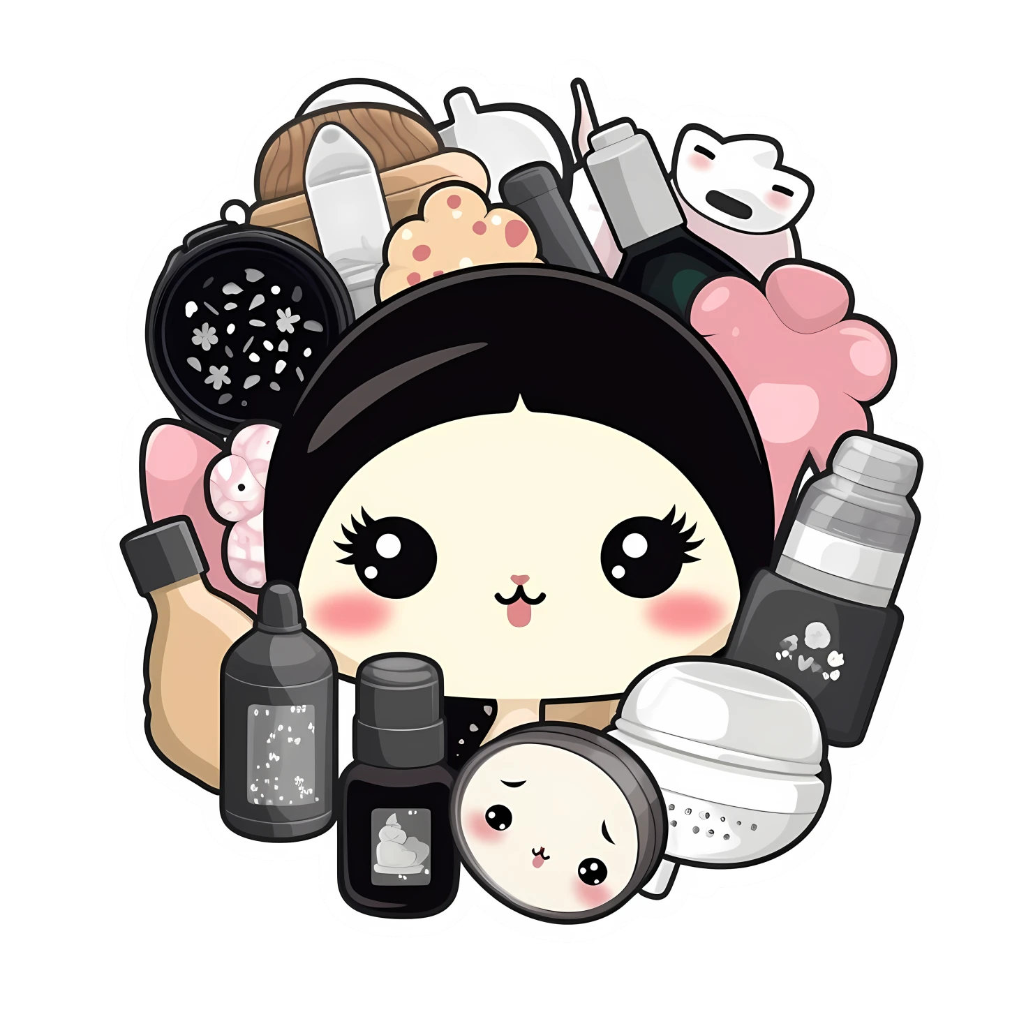 Kawaii makeup sticker isolated on transparent background #25609