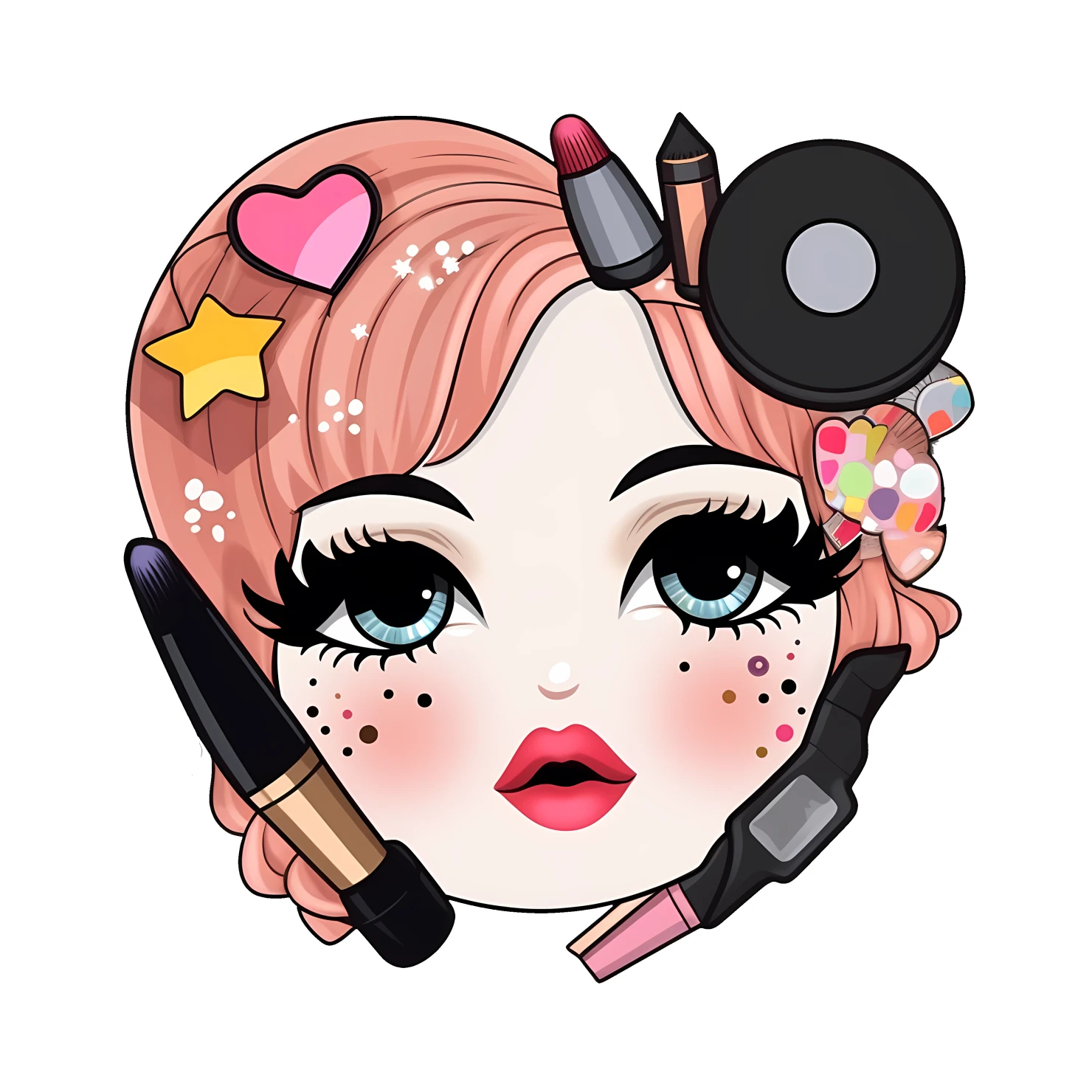 Kawaii makeup sticker isolated on transparent background #25611