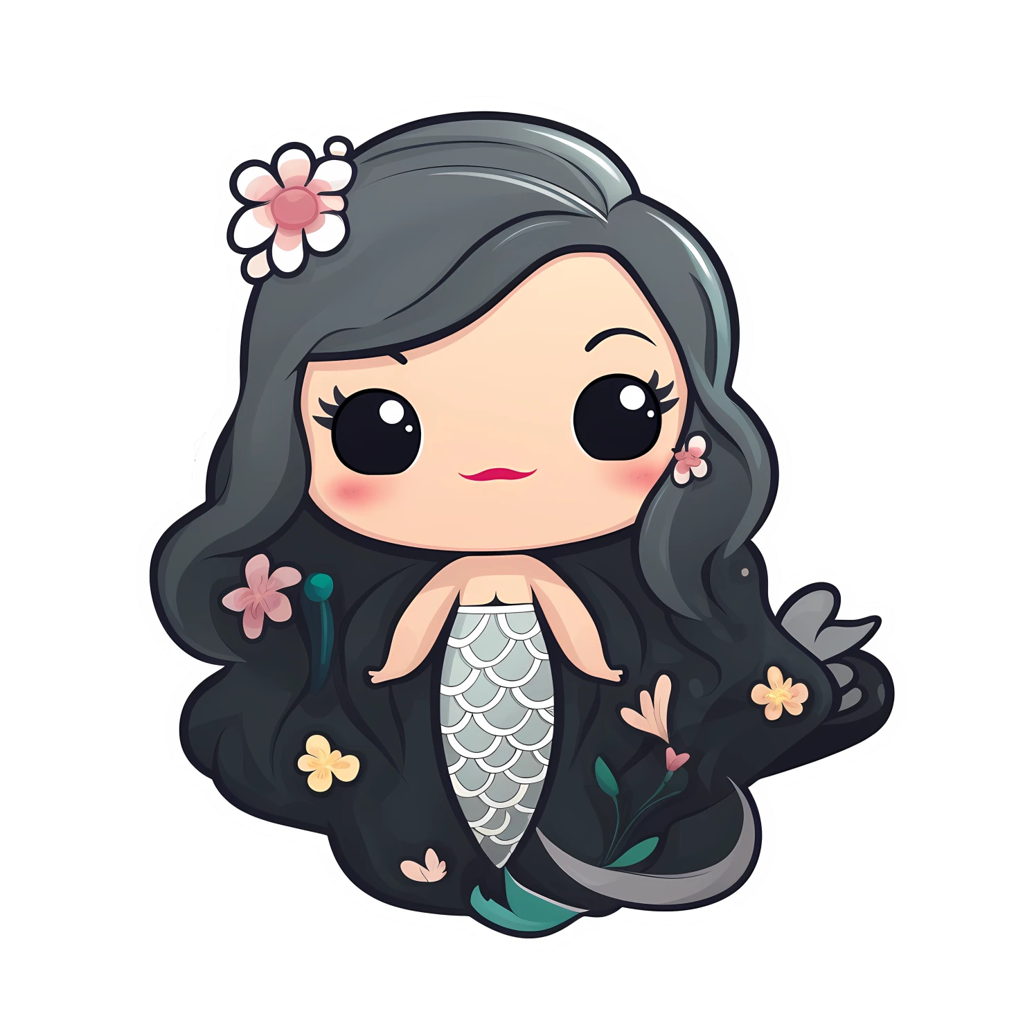 Kawaii mermaid sticker isolated on transparent background #25627