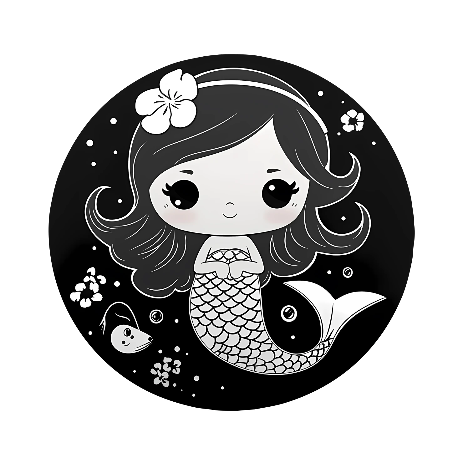 Kawaii mermaid sticker isolated on transparent background #25634