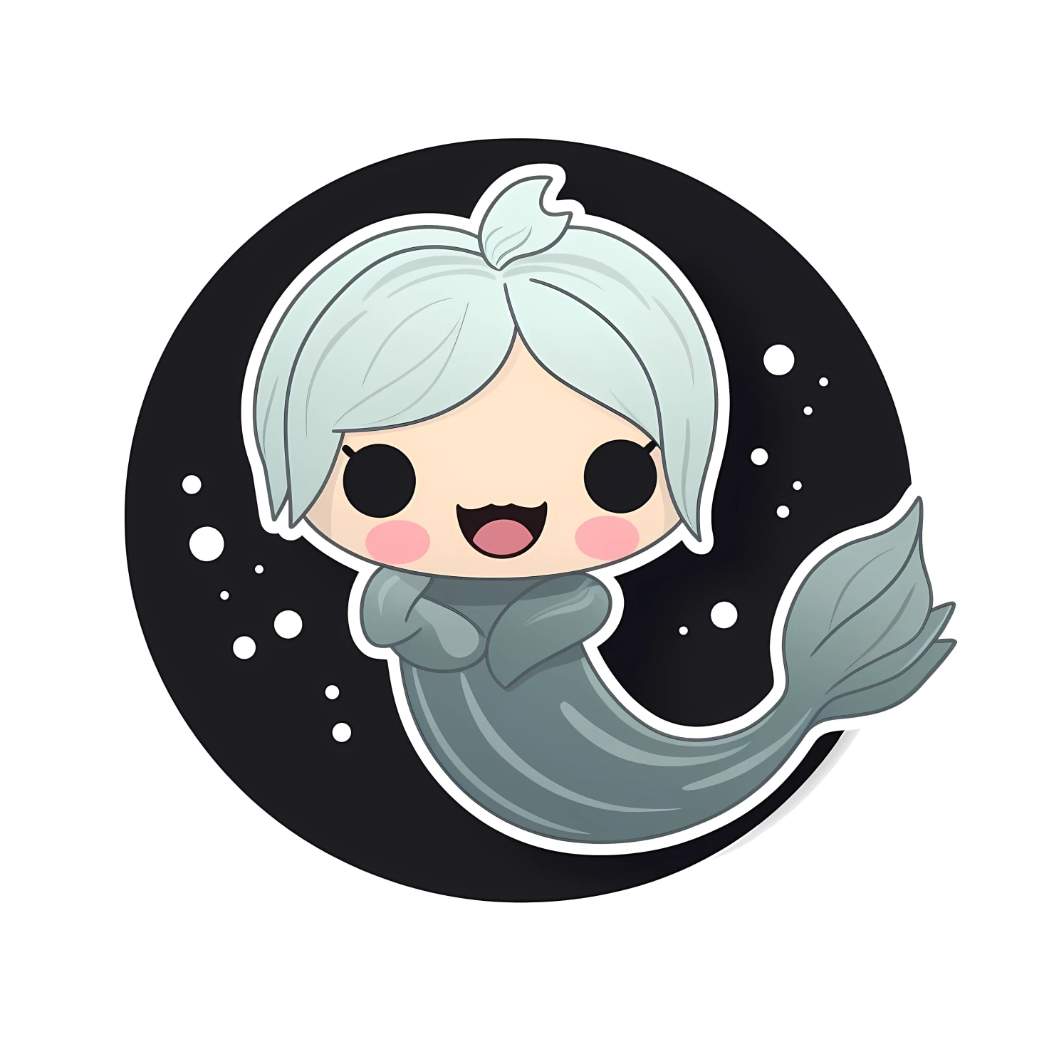 Kawaii mermaid sticker isolated on transparent background #25635