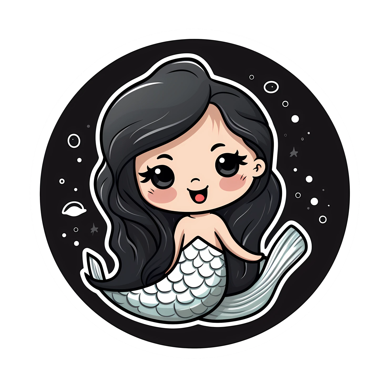 Kawaii mermaid sticker isolated on transparent background #25641
