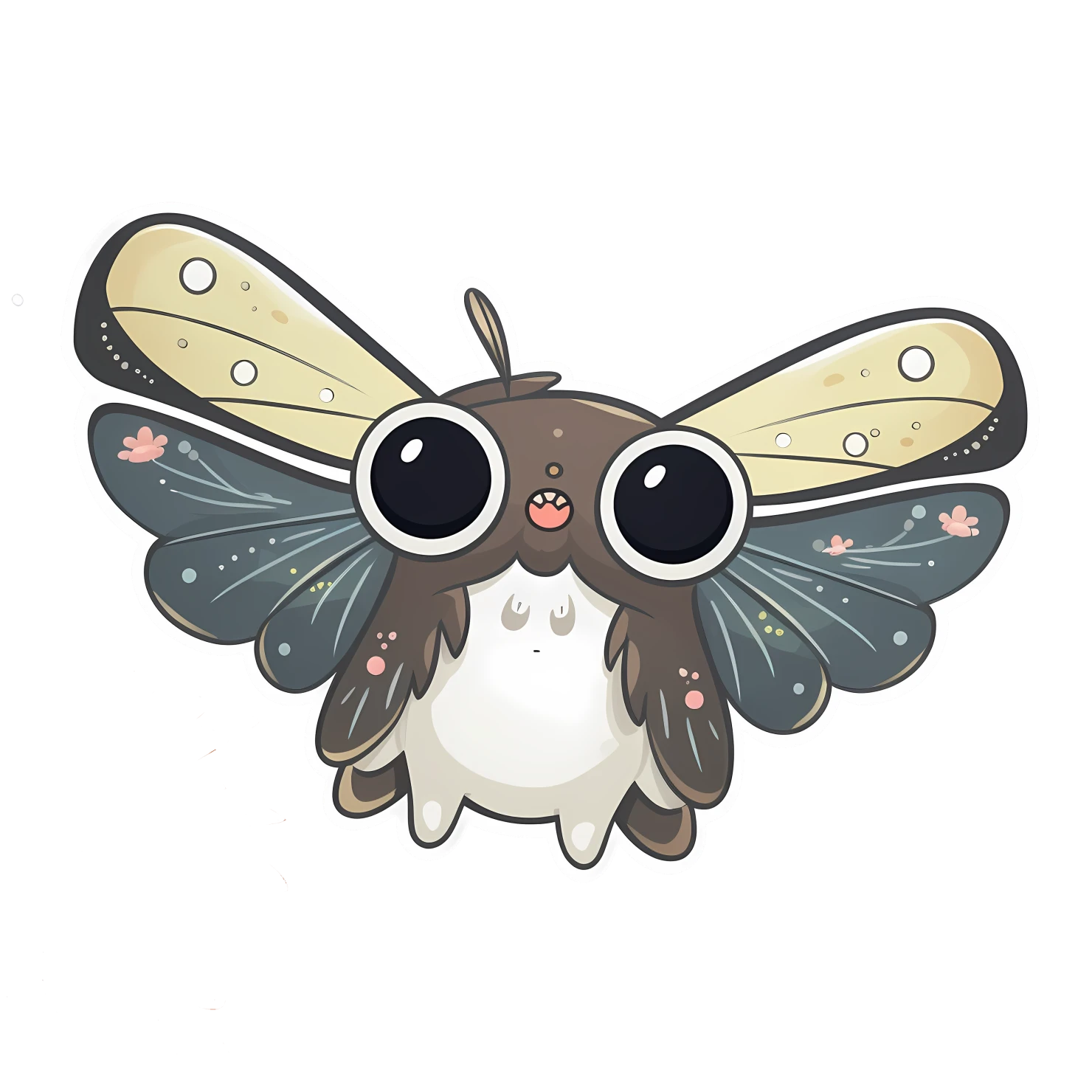 Kawaii butterfly sticker isolated on transparent background #25699