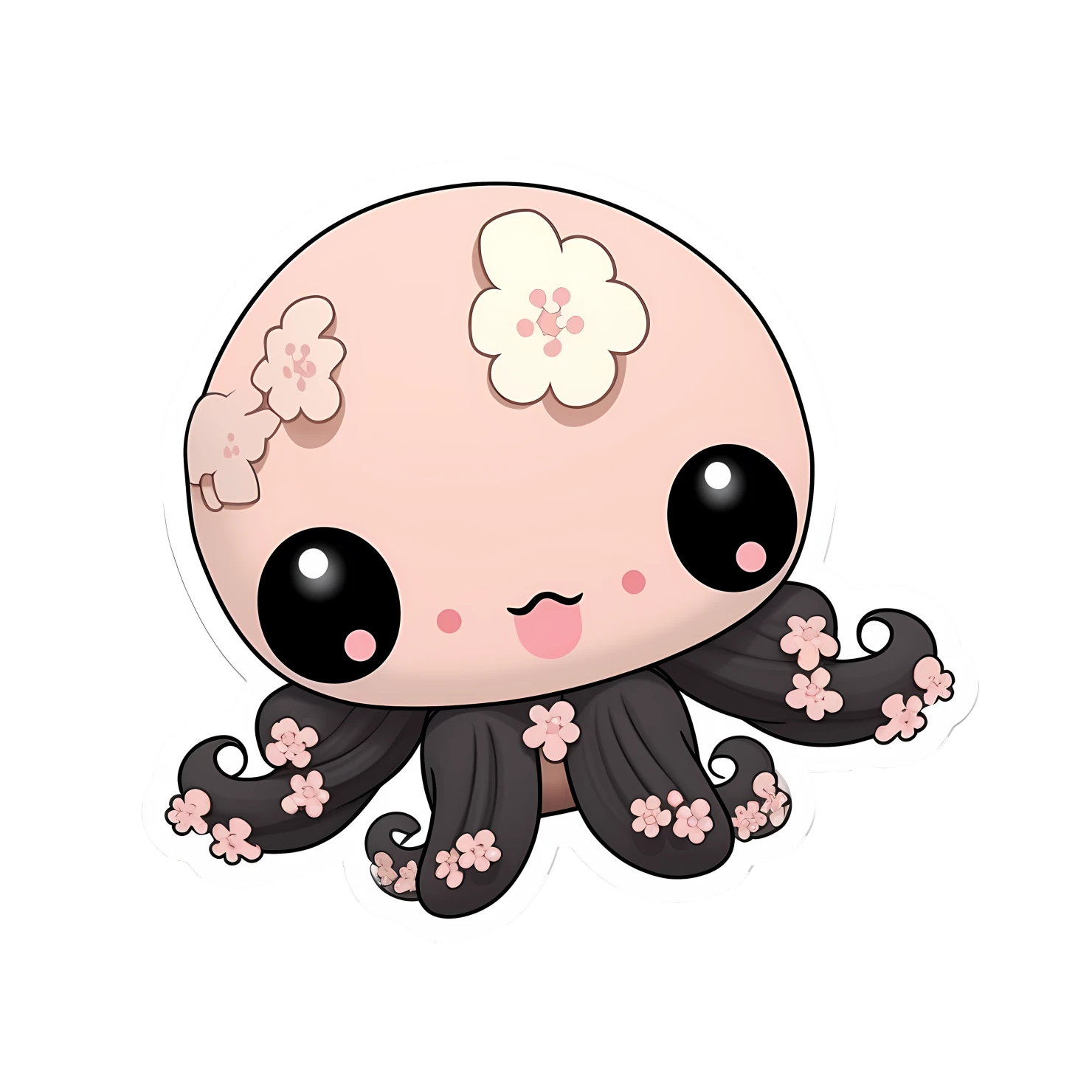 Kawaii octopuses sticker isolated on transparent background #25857