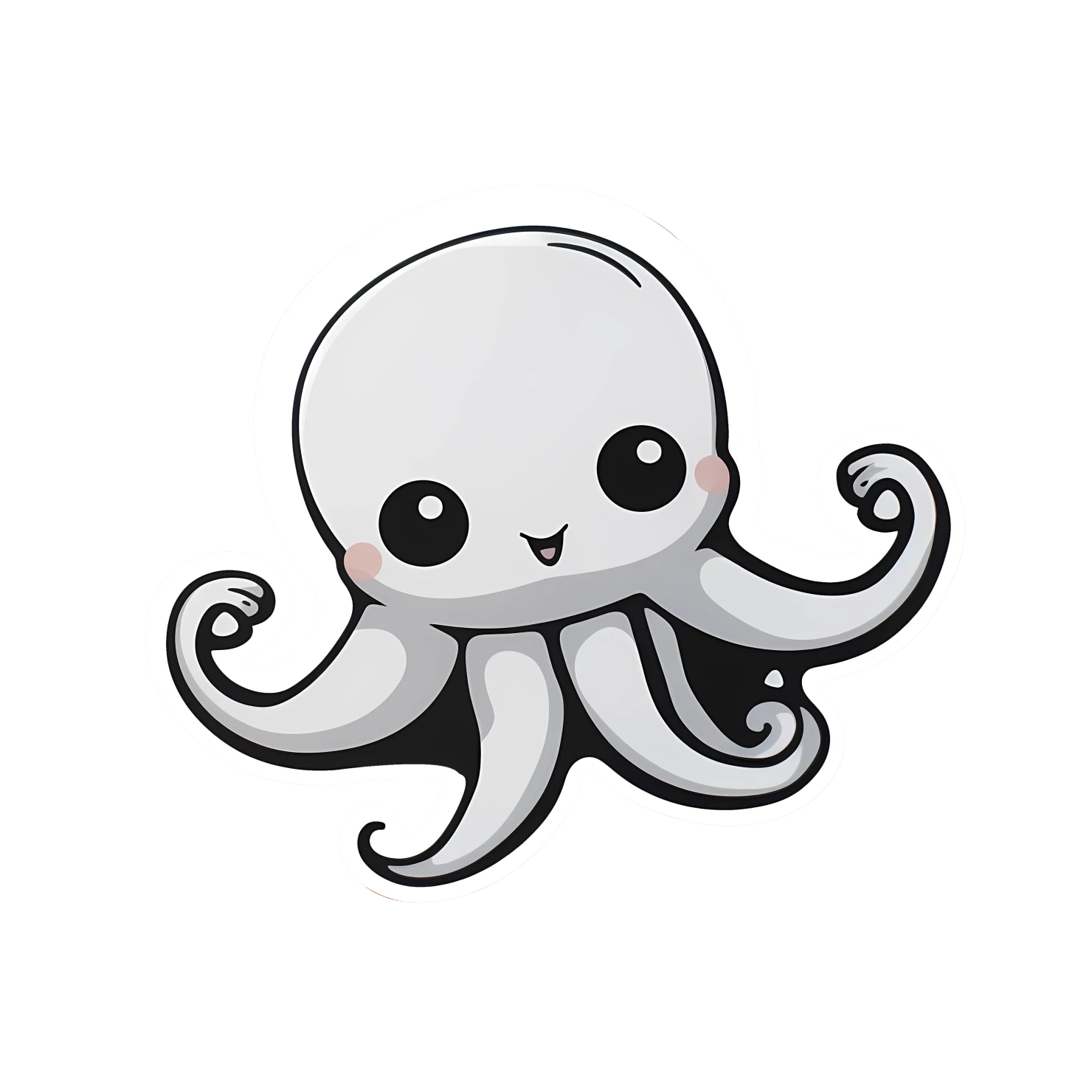 Kawaii octopuses sticker isolated on transparent background #25859