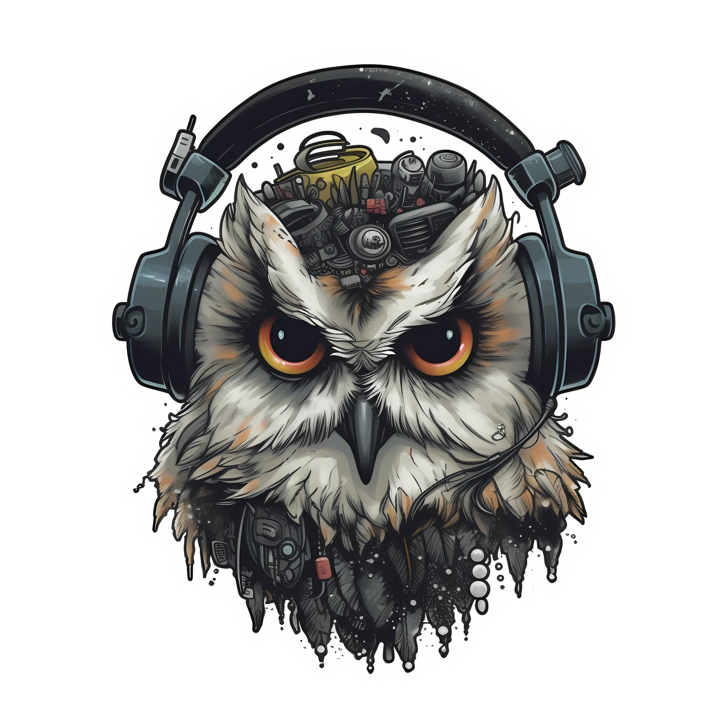 Kawaii cyberpunk owl sticker isolated on transparent background #25887