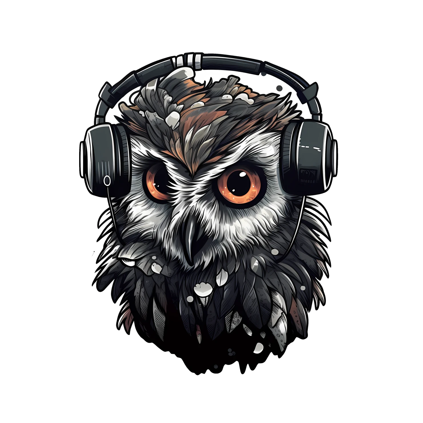Kawaii cyberpunk owl sticker isolated on transparent background #25889