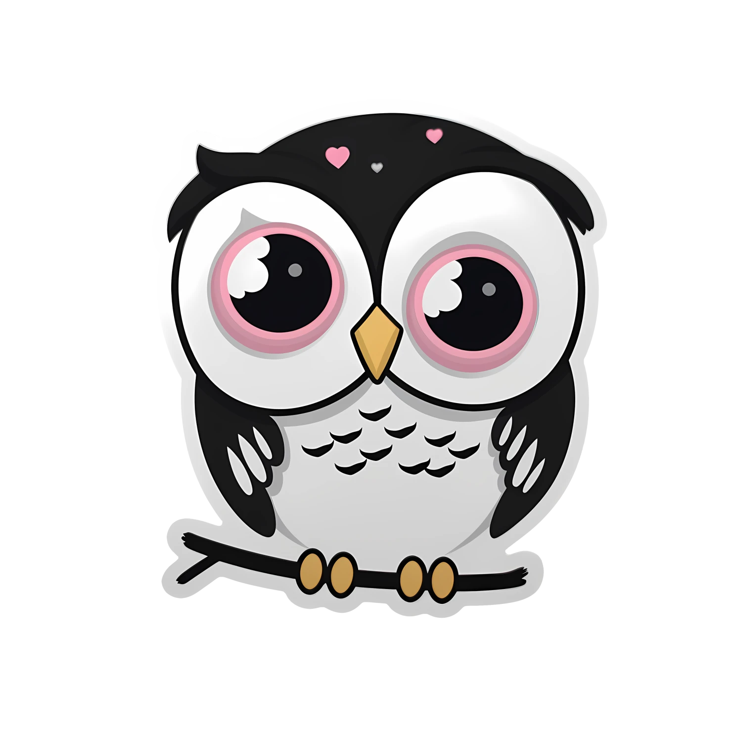 Kawaii owl sticker isolated on transparent background #25894