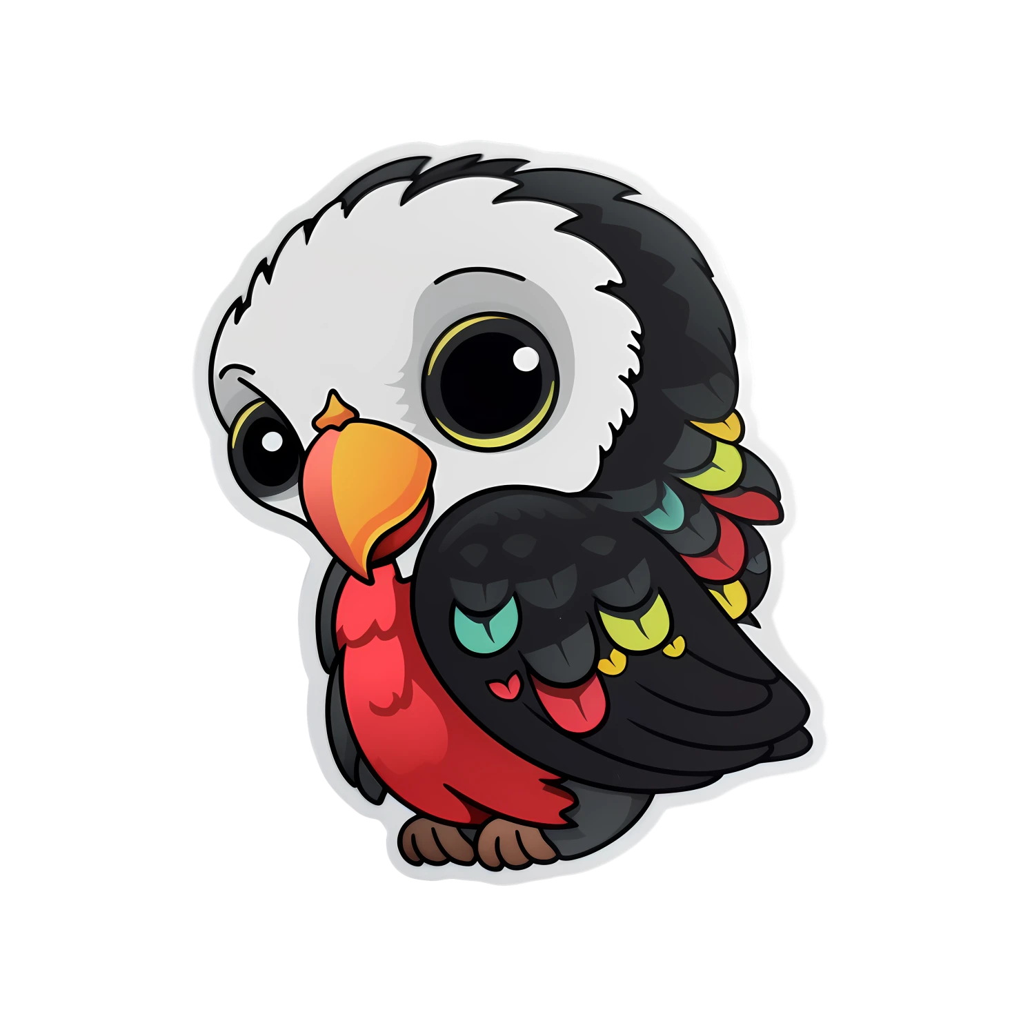 Kawaii parrot sticker isolated on transparent background #25941