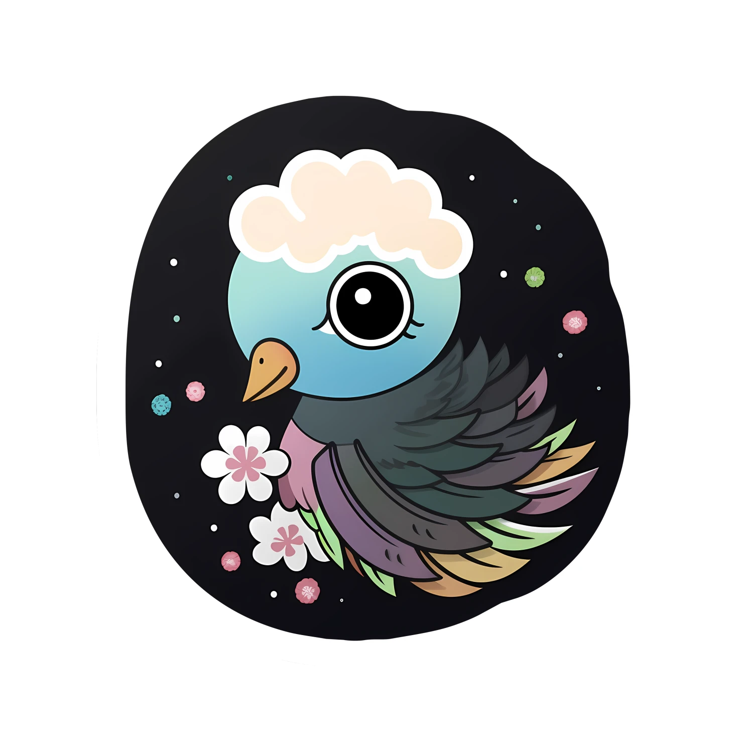 Kawaii peacock sticker isolated on transparent background #25955