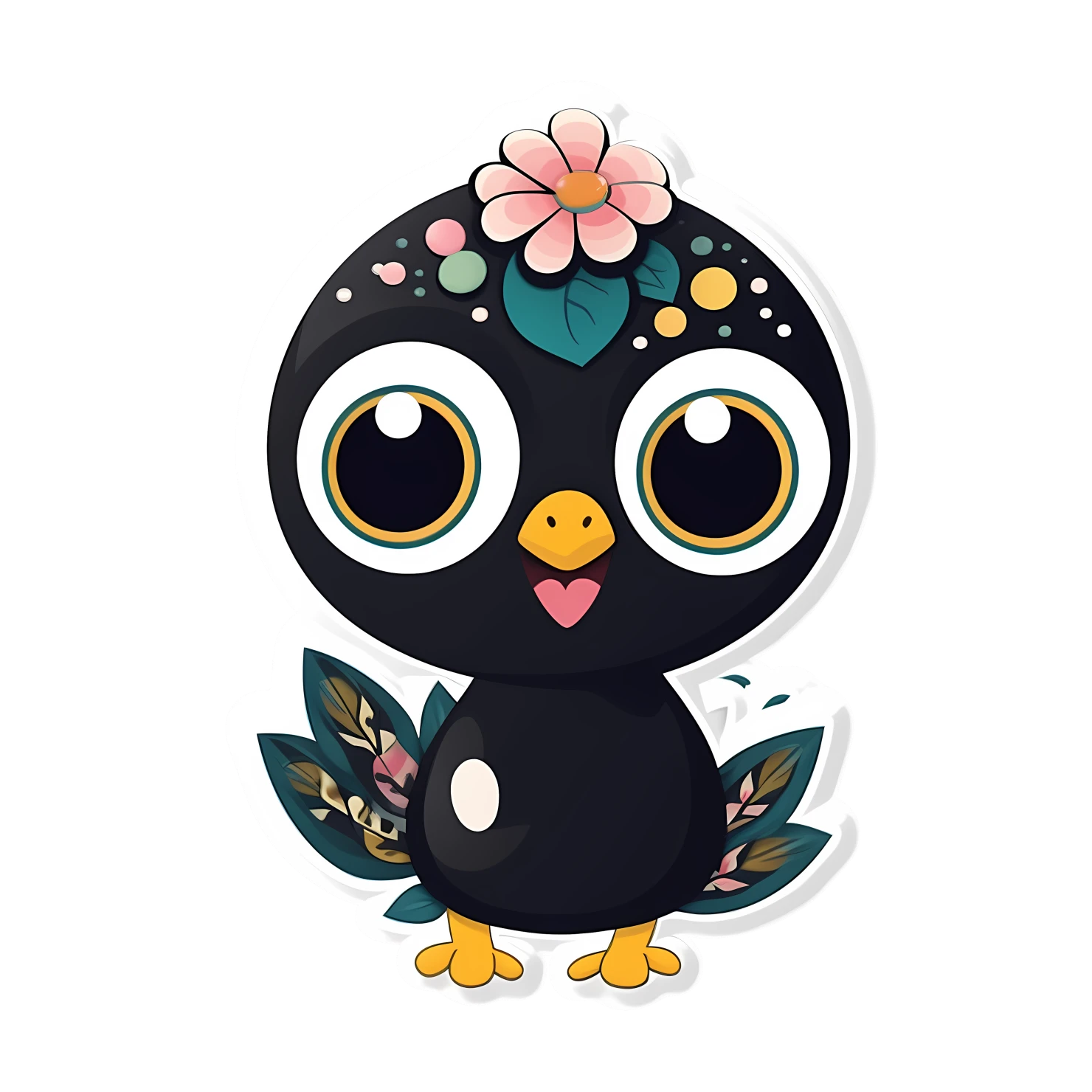 Kawaii peacock sticker isolated on transparent background #25958