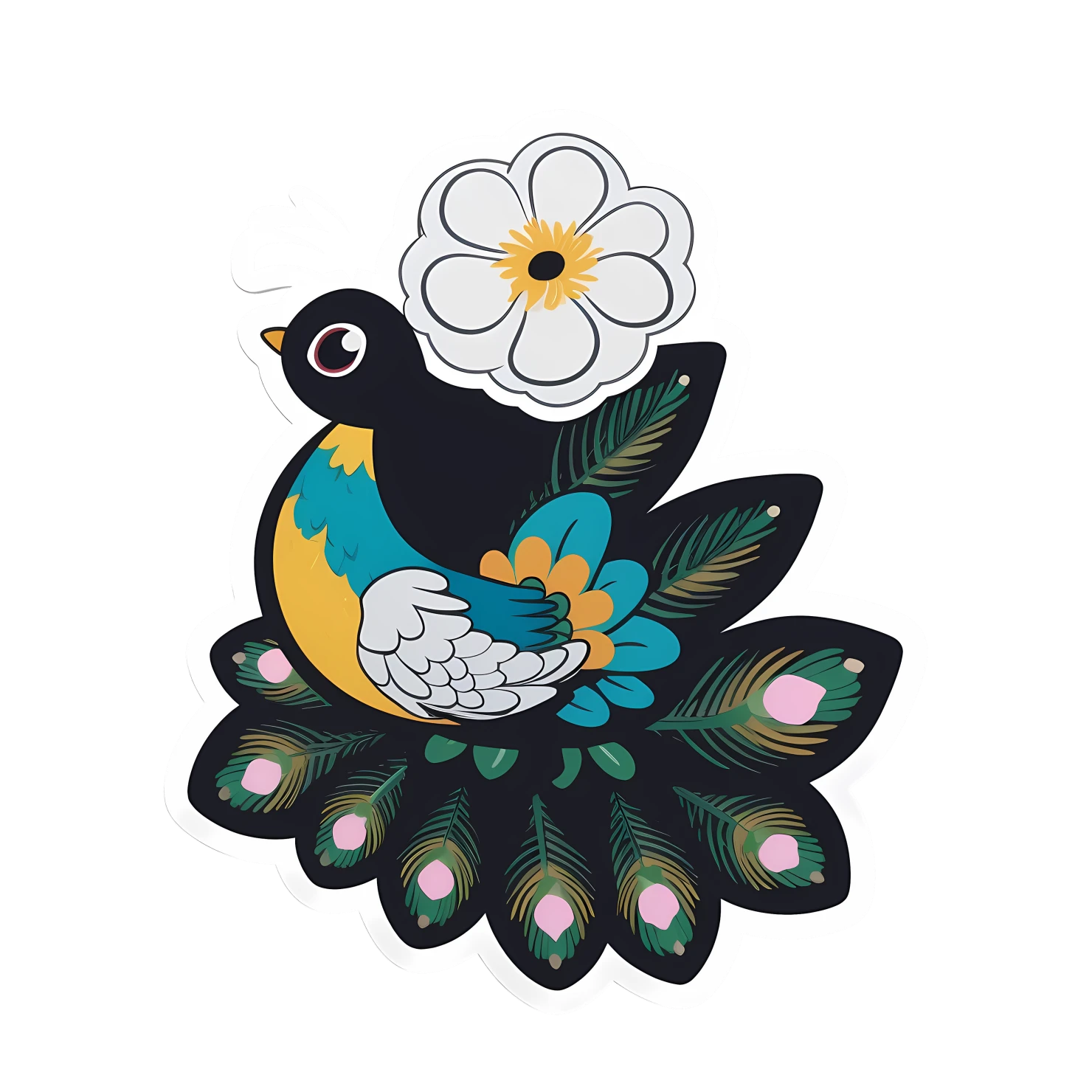 Kawaii peacock sticker isolated on transparent background #25960