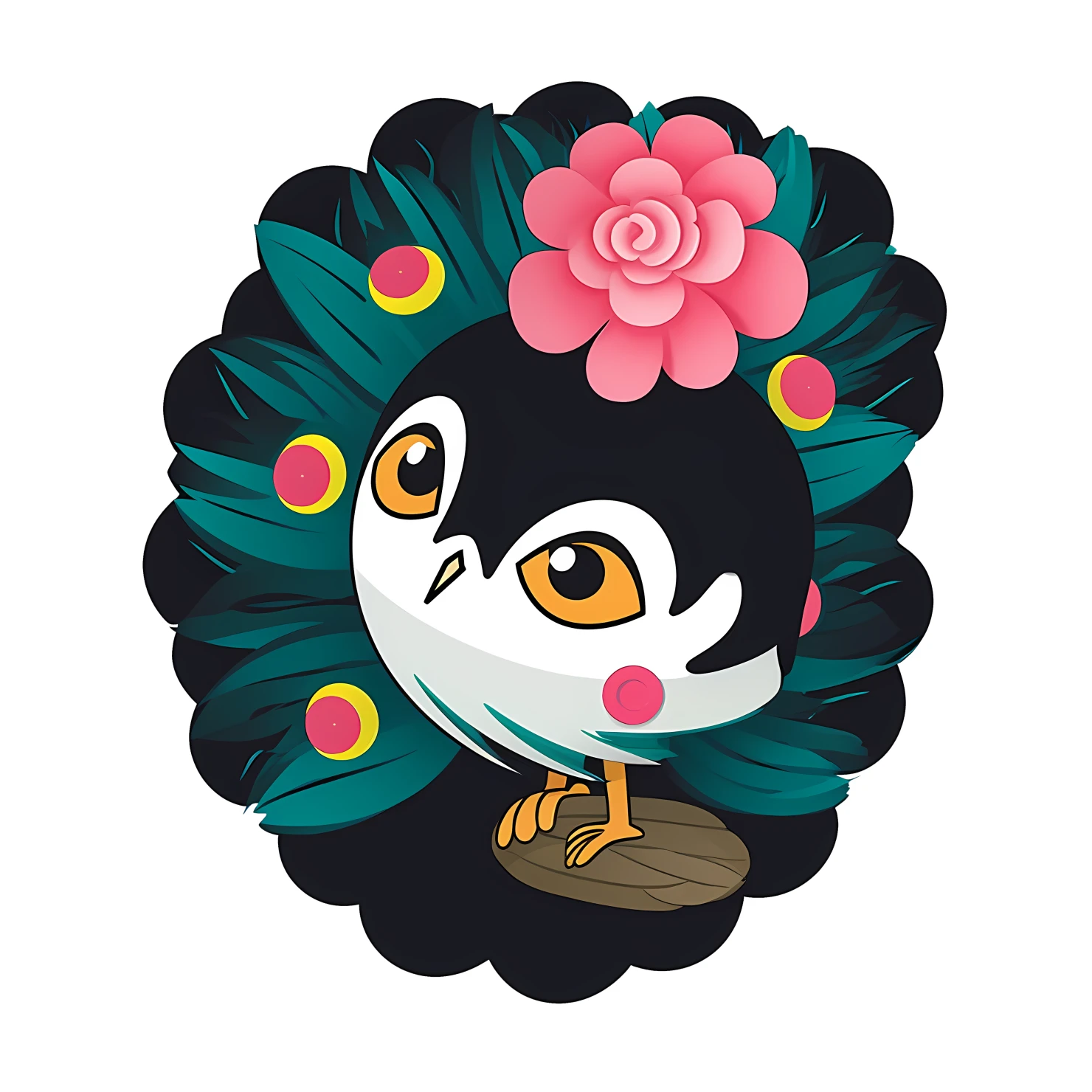 Kawaii peacock sticker isolated on transparent background #25962
