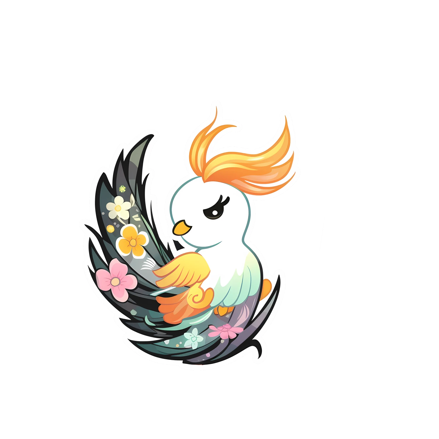 Kawaii phoenix sticker isolated on transparent background #26063