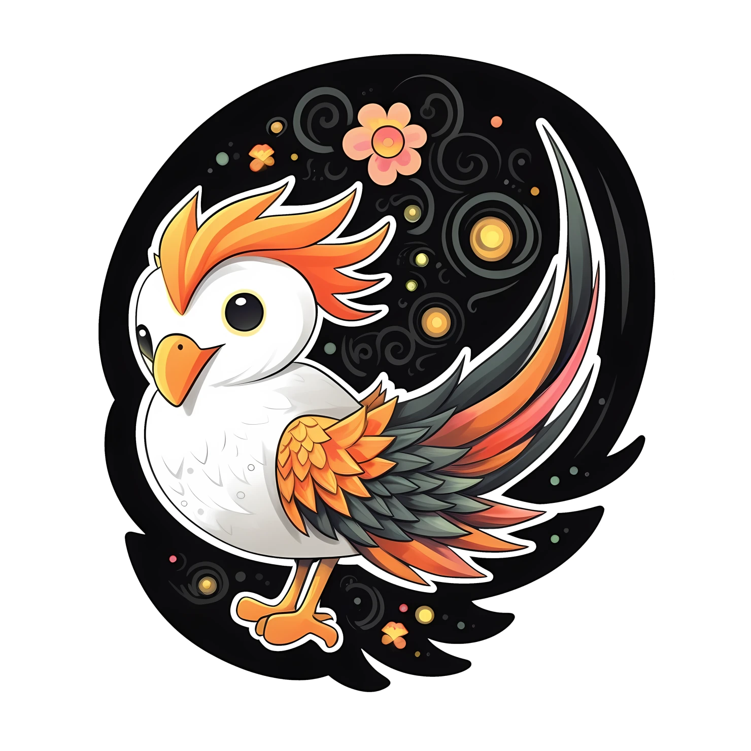 Kawaii phoenix sticker isolated on transparent background #26064