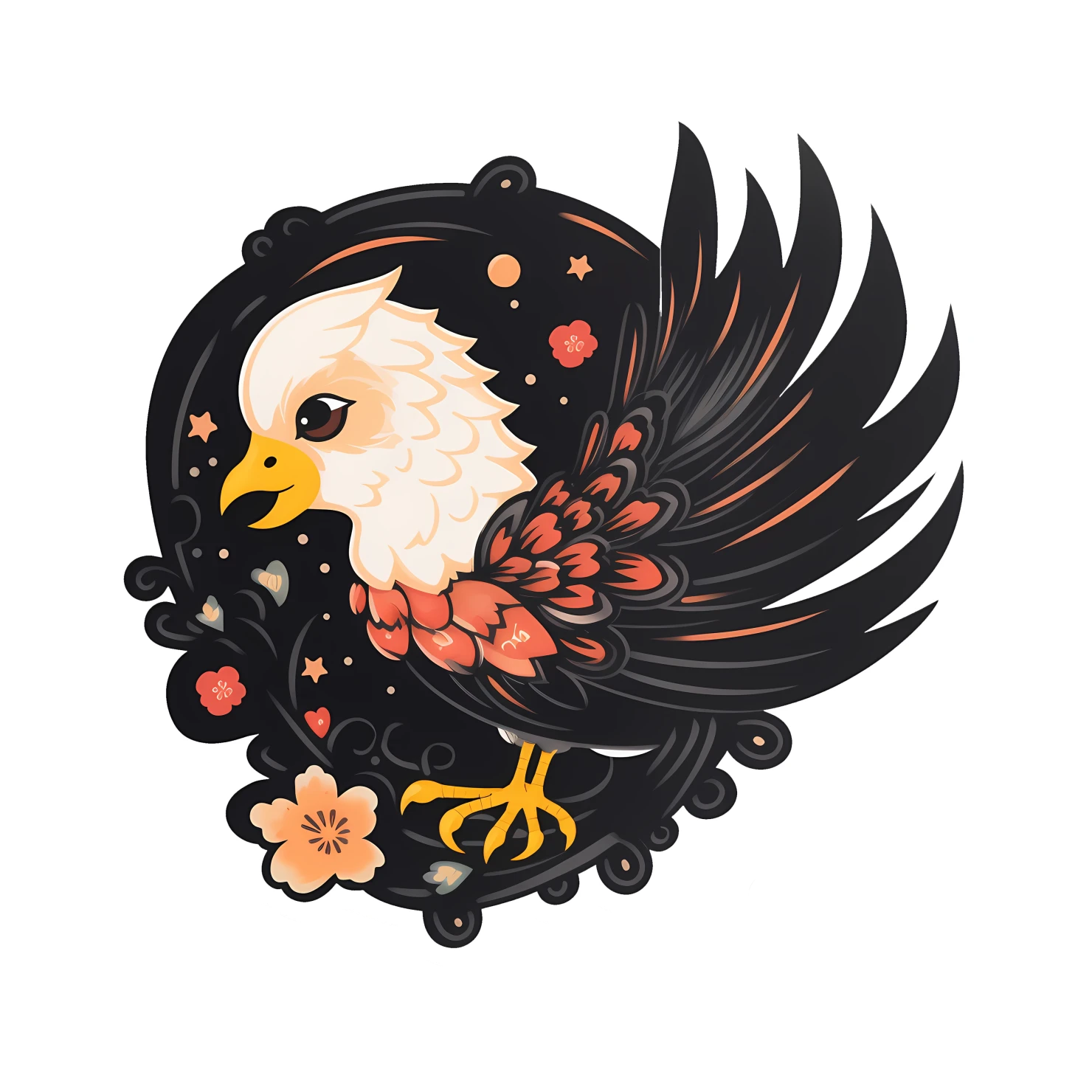 Kawaii phoenix sticker isolated on transparent background #26066