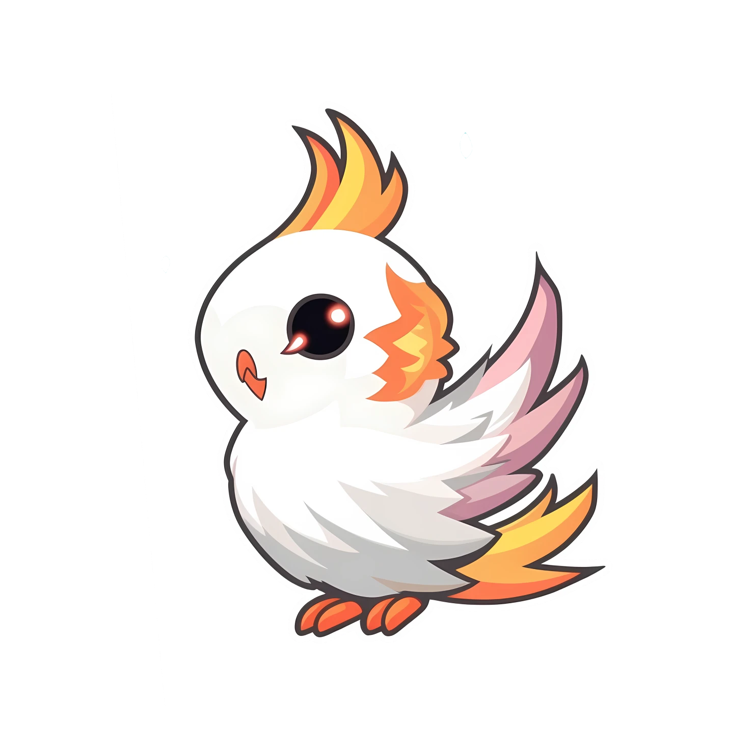 Kawaii phoenix sticker isolated on transparent background #26068
