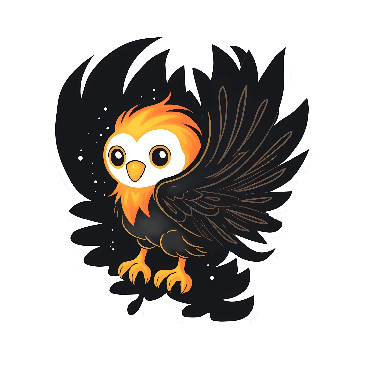 Kawaii phoenix sticker isolated on transparent background #26071