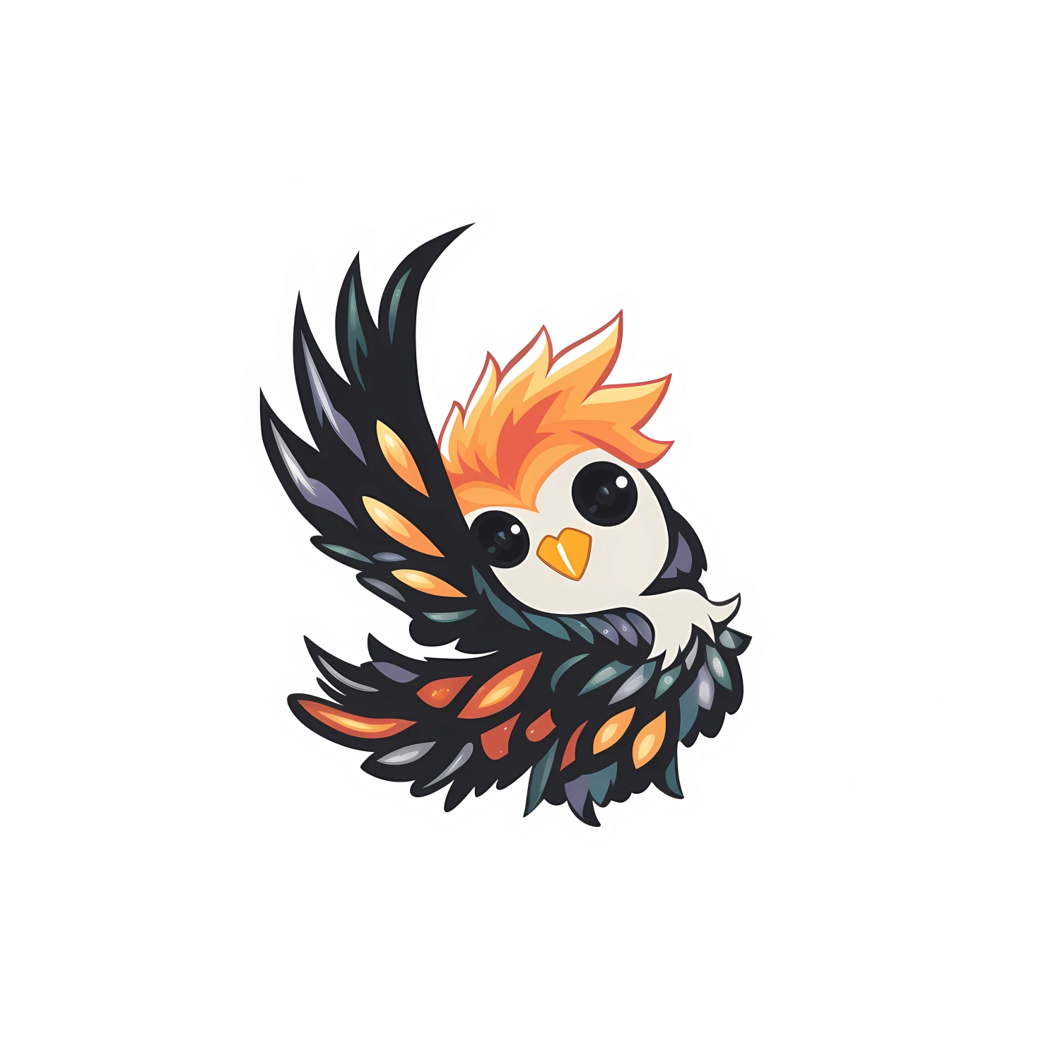 Kawaii phoenix sticker isolated on transparent background #26072