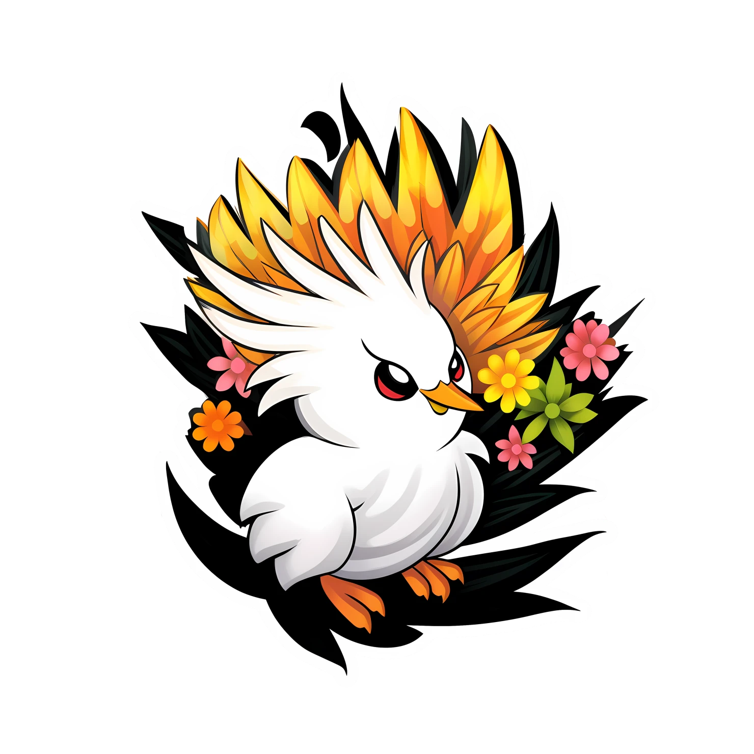 Kawaii phoenix sticker isolated on transparent background #26073
