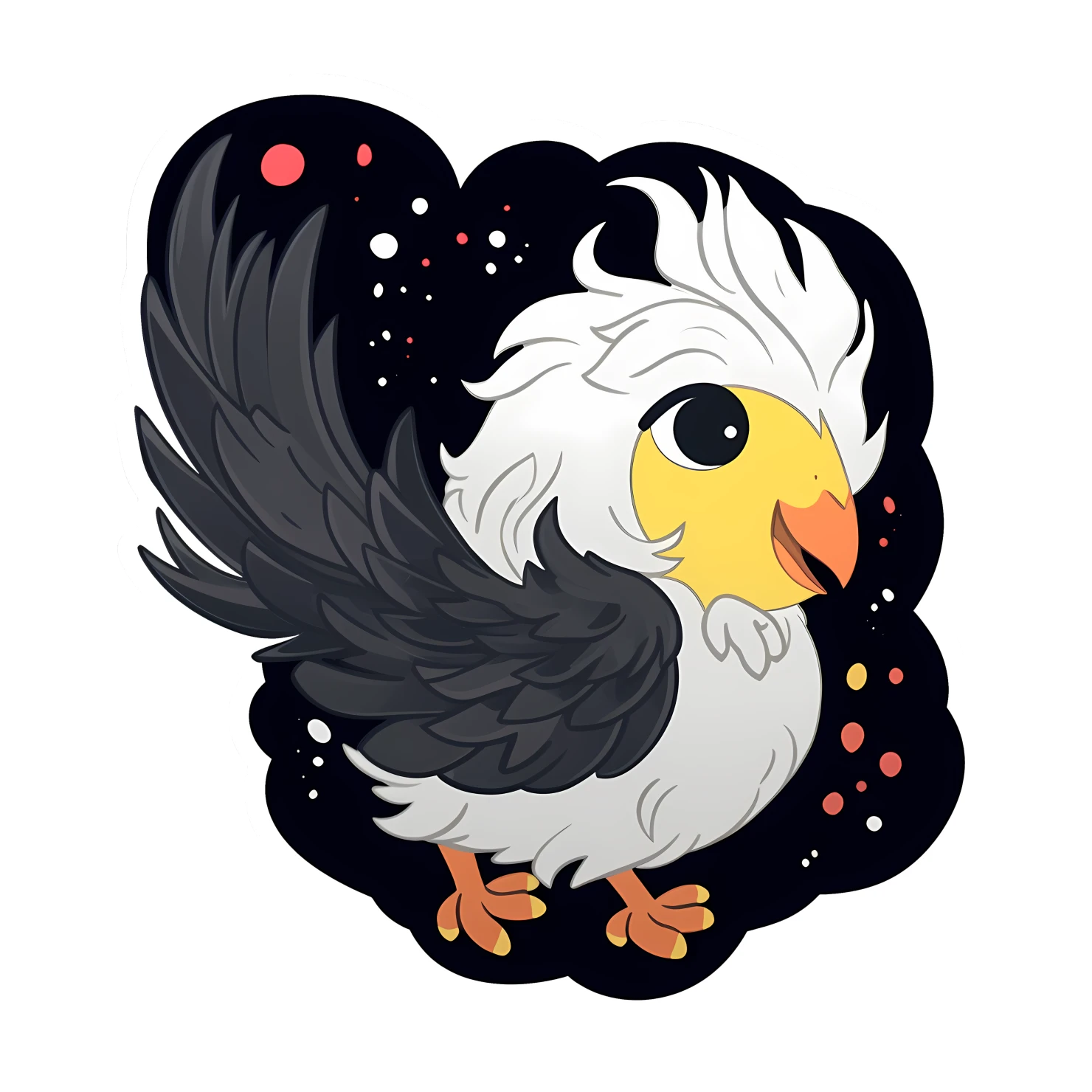 Kawaii phoenix sticker isolated on transparent background #26074