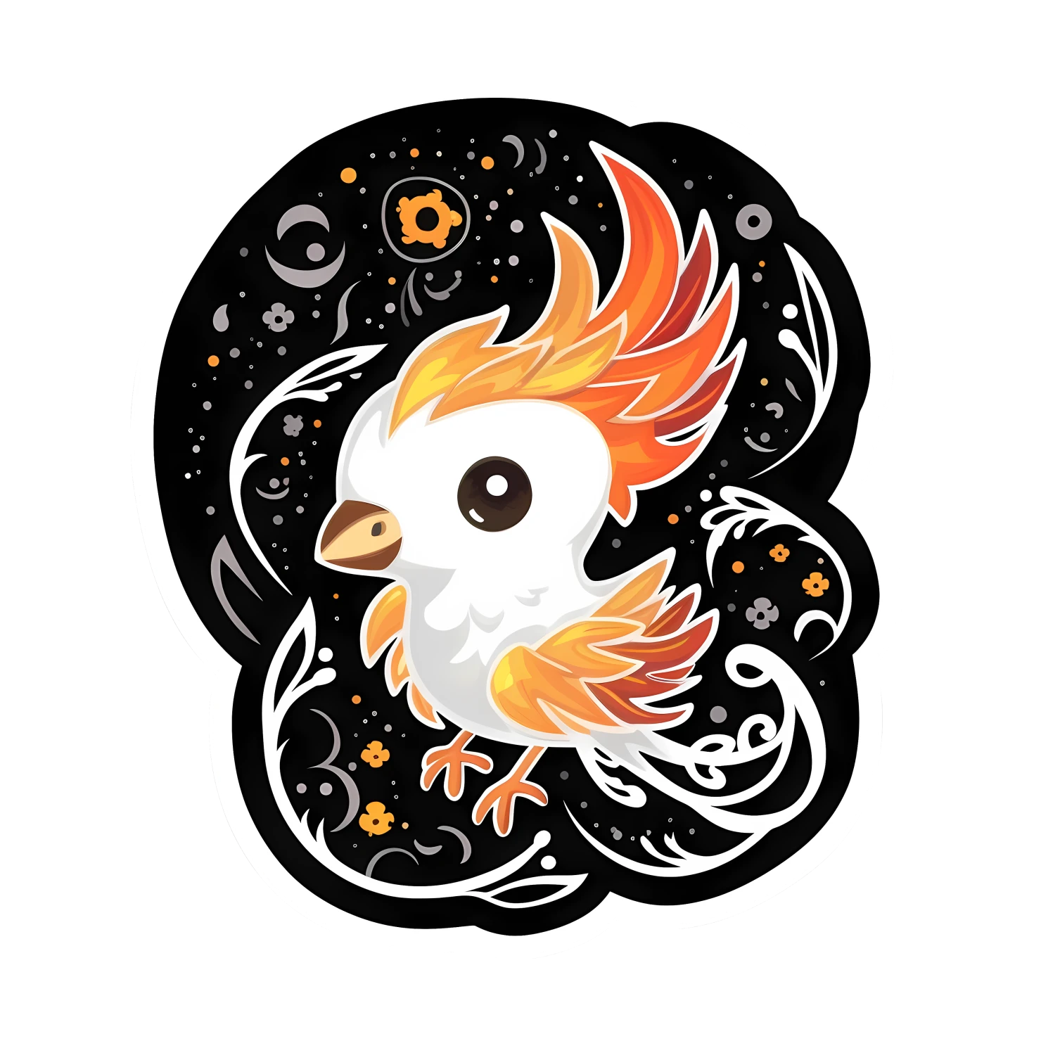 Kawaii phoenix sticker isolated on transparent background #26075