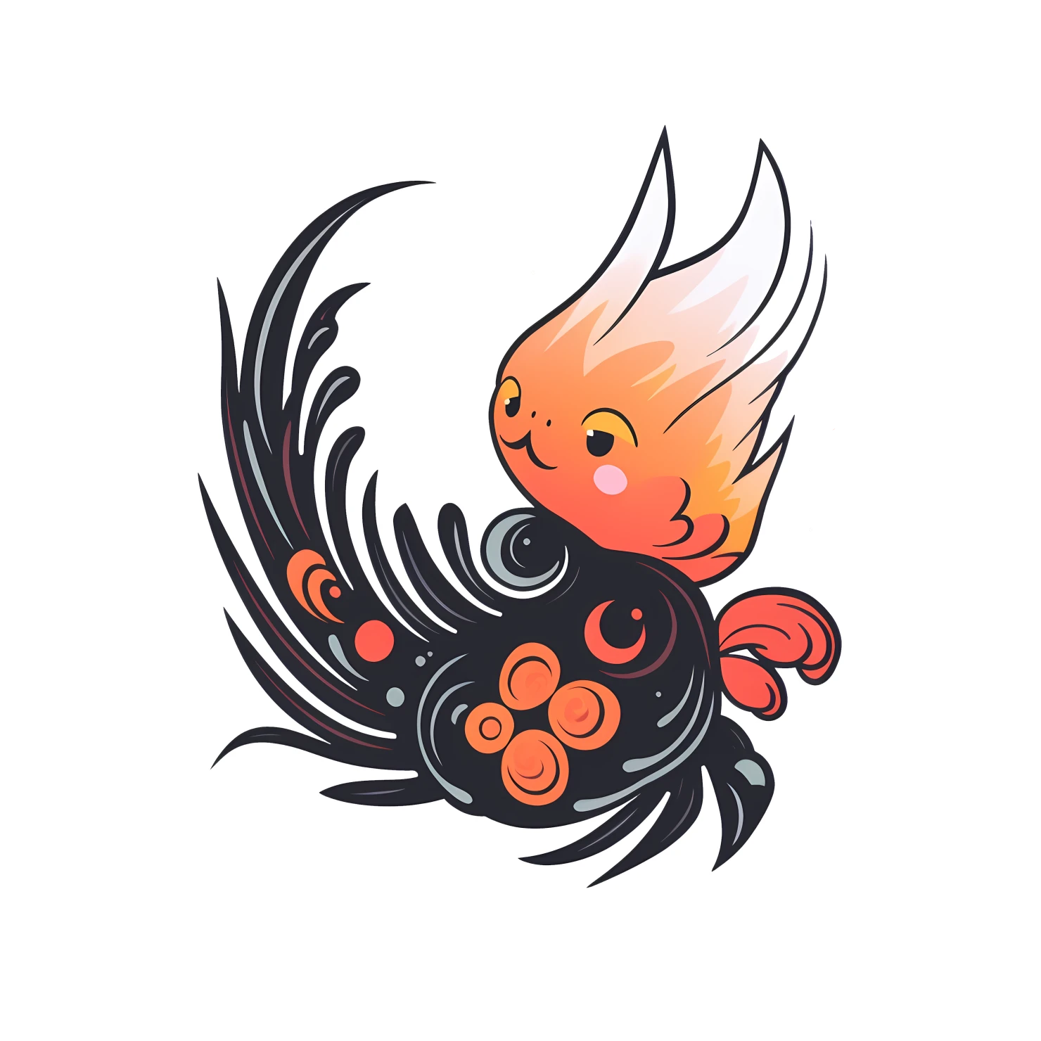 Kawaii phoenix sticker isolated on transparent background #26076