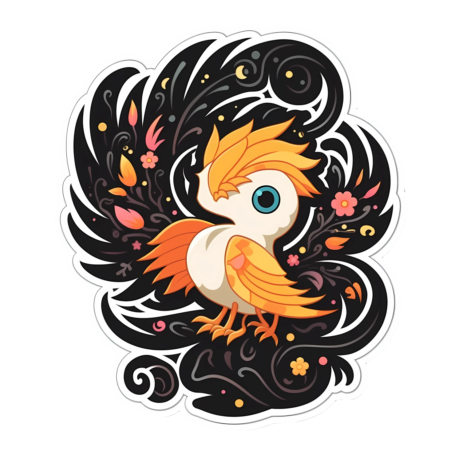 Kawaii phoenix sticker isolated on transparent background #26077