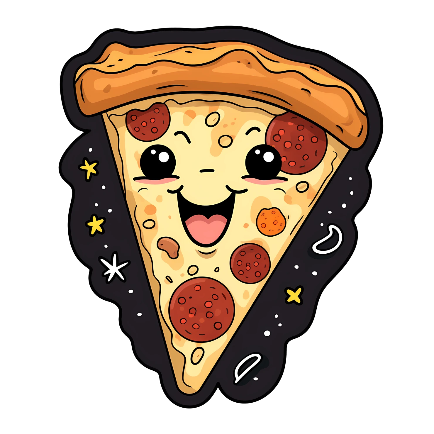 Kawaii pizza sticker isolated on transparent background #26105