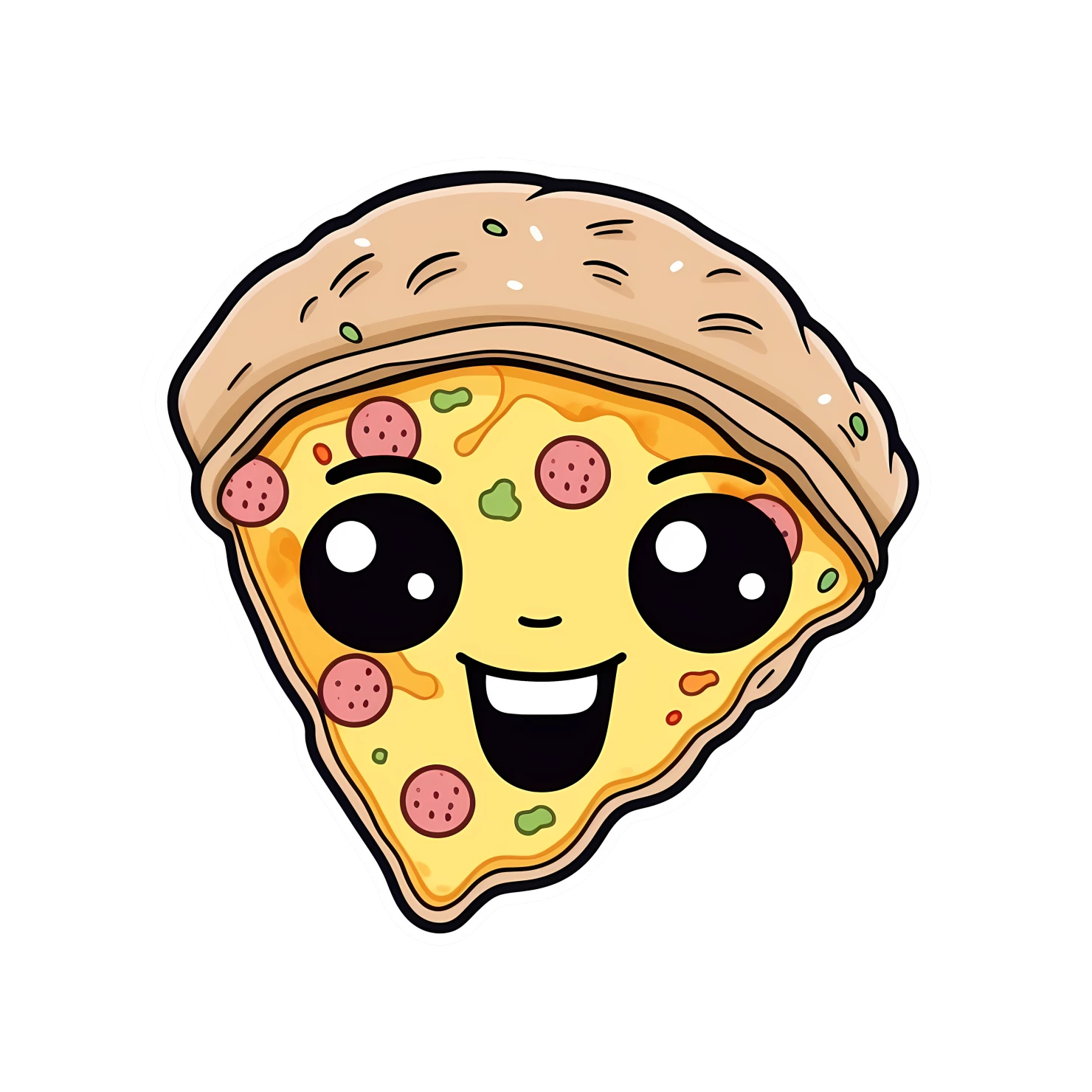 Kawaii pizza sticker isolated on transparent background #26111