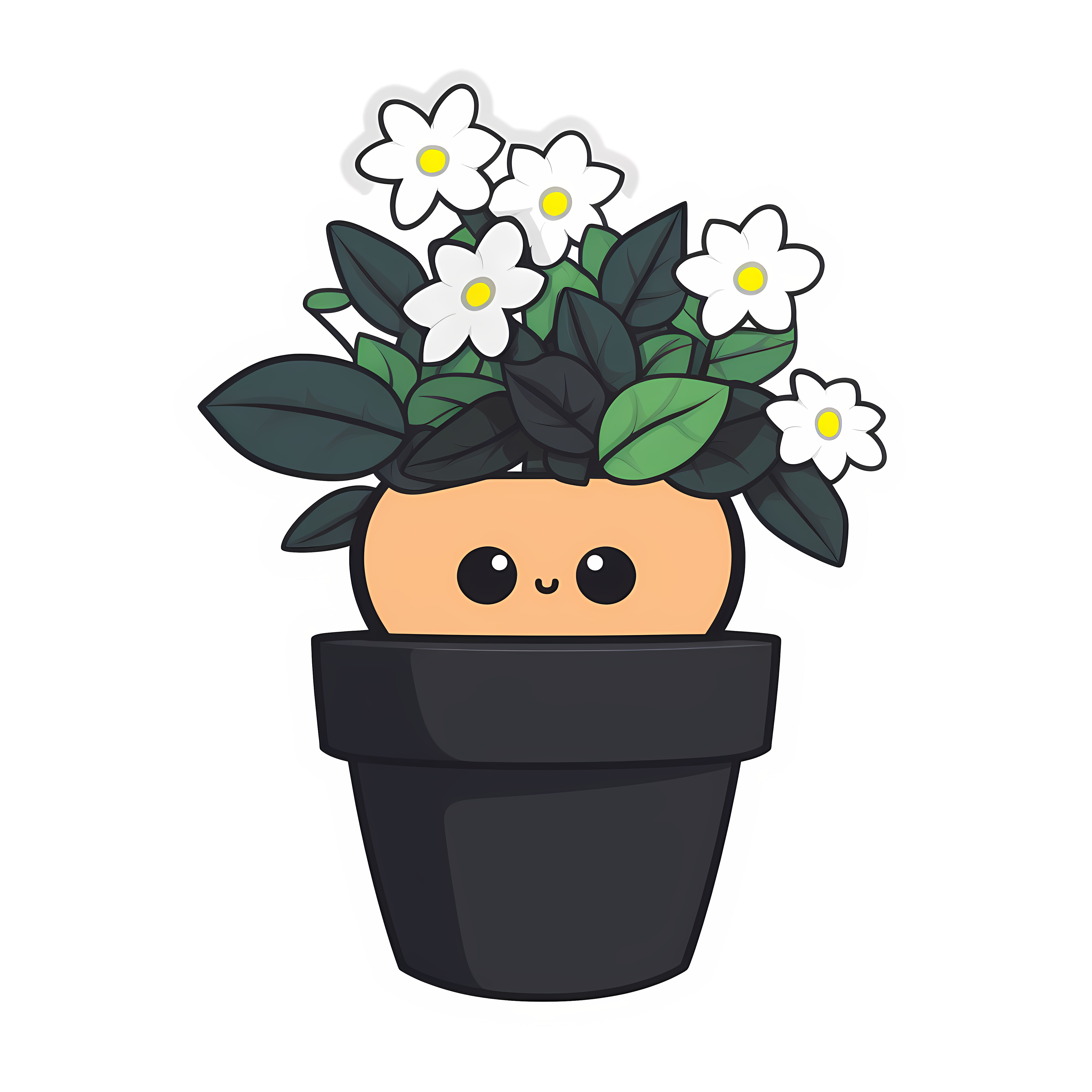 Kawaii potted plant sticker isolated on transparent background #26152