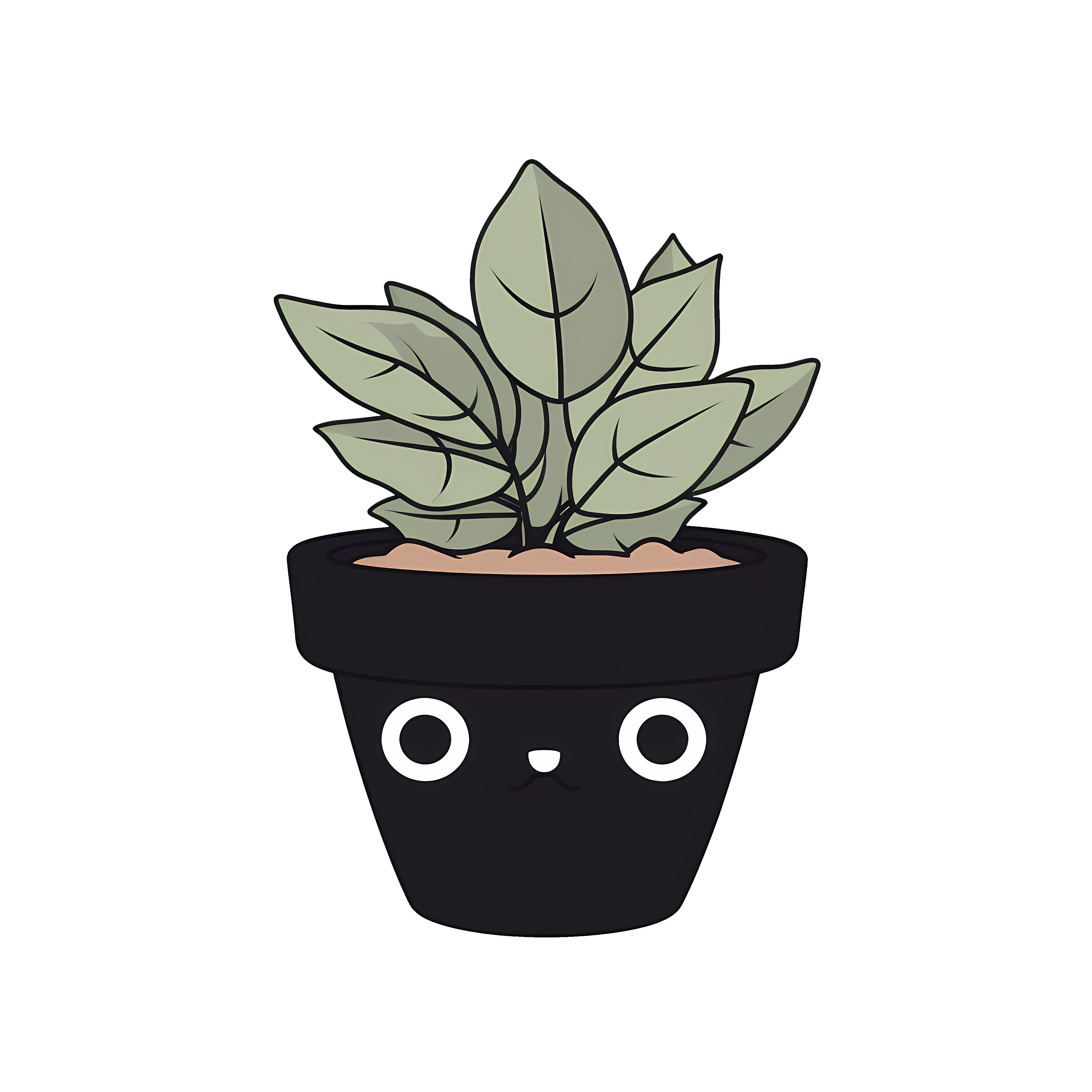 Kawaii potted plant sticker isolated on transparent background #26153
