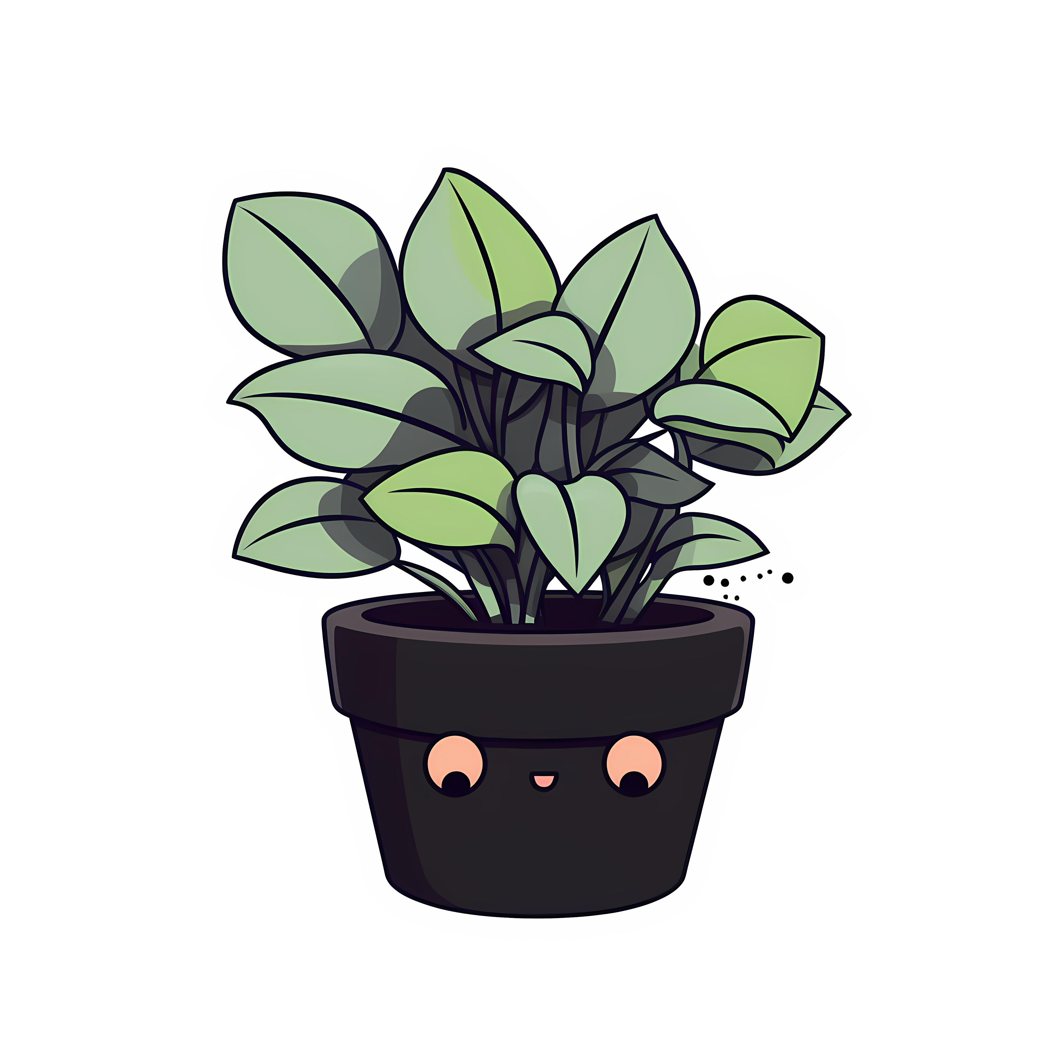 Kawaii potted plant sticker isolated on transparent background #26154