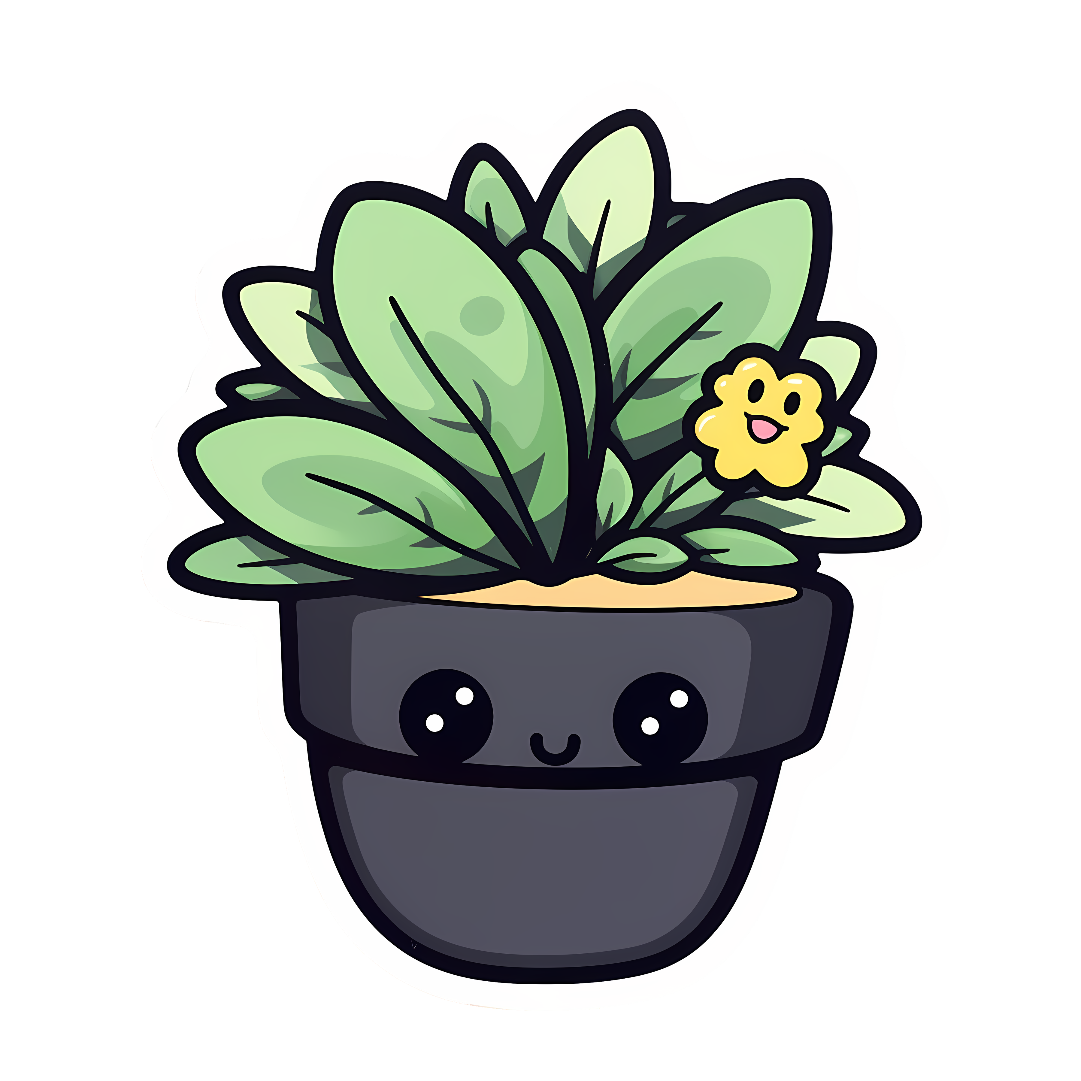 Kawaii potted plant sticker isolated on transparent background #26155