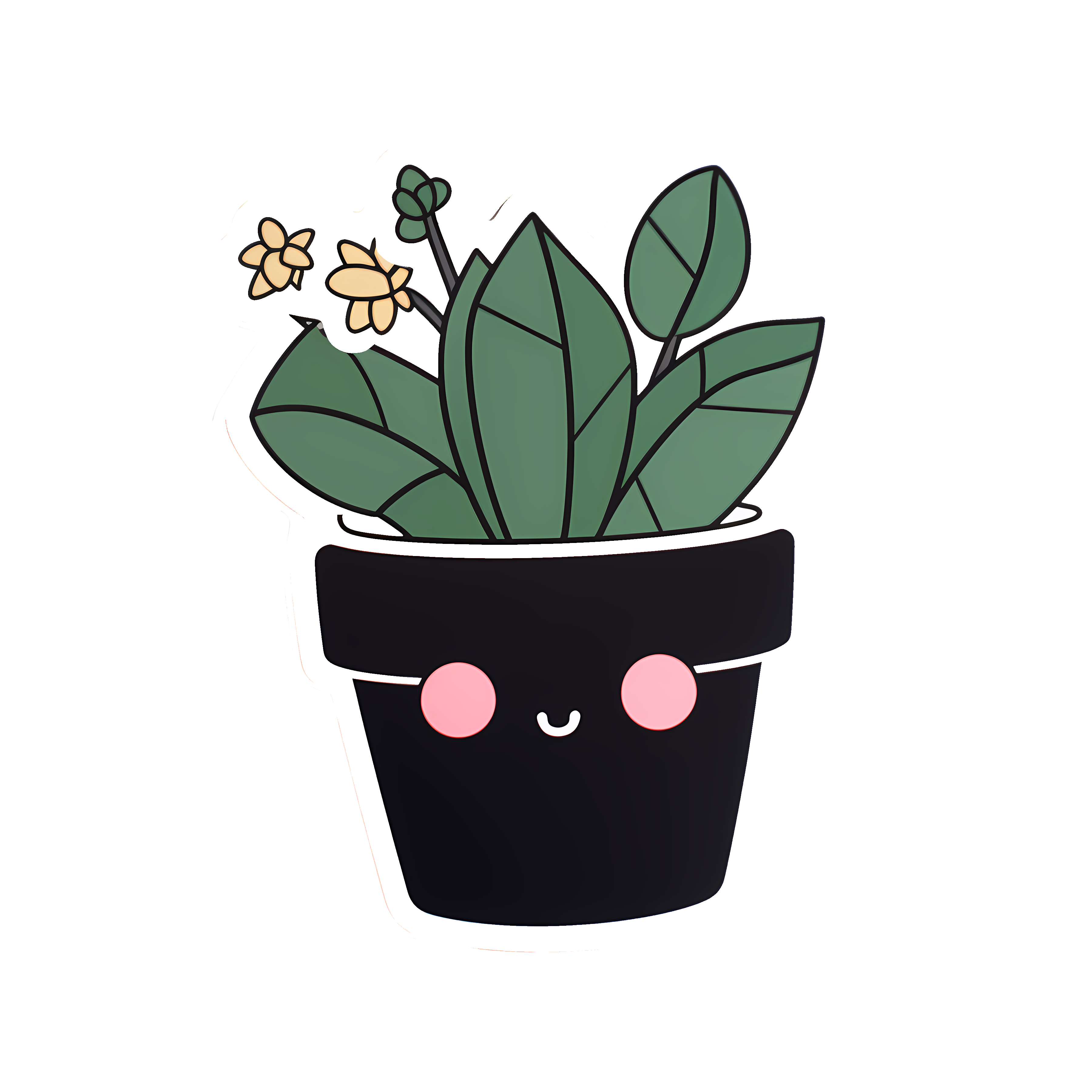 Kawaii potted plant sticker isolated on transparent background #26156
