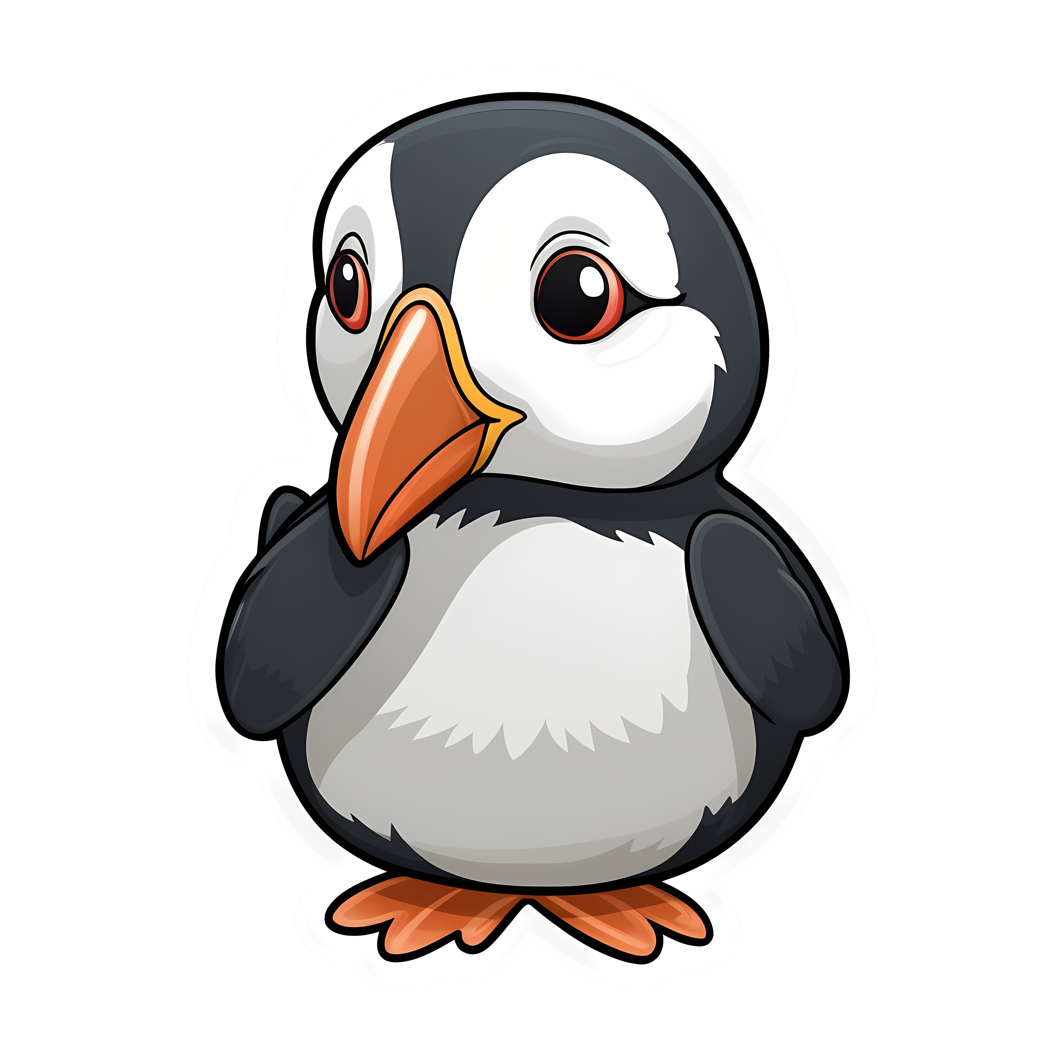 Kawaii puffin sticker isolated on transparent background #26193