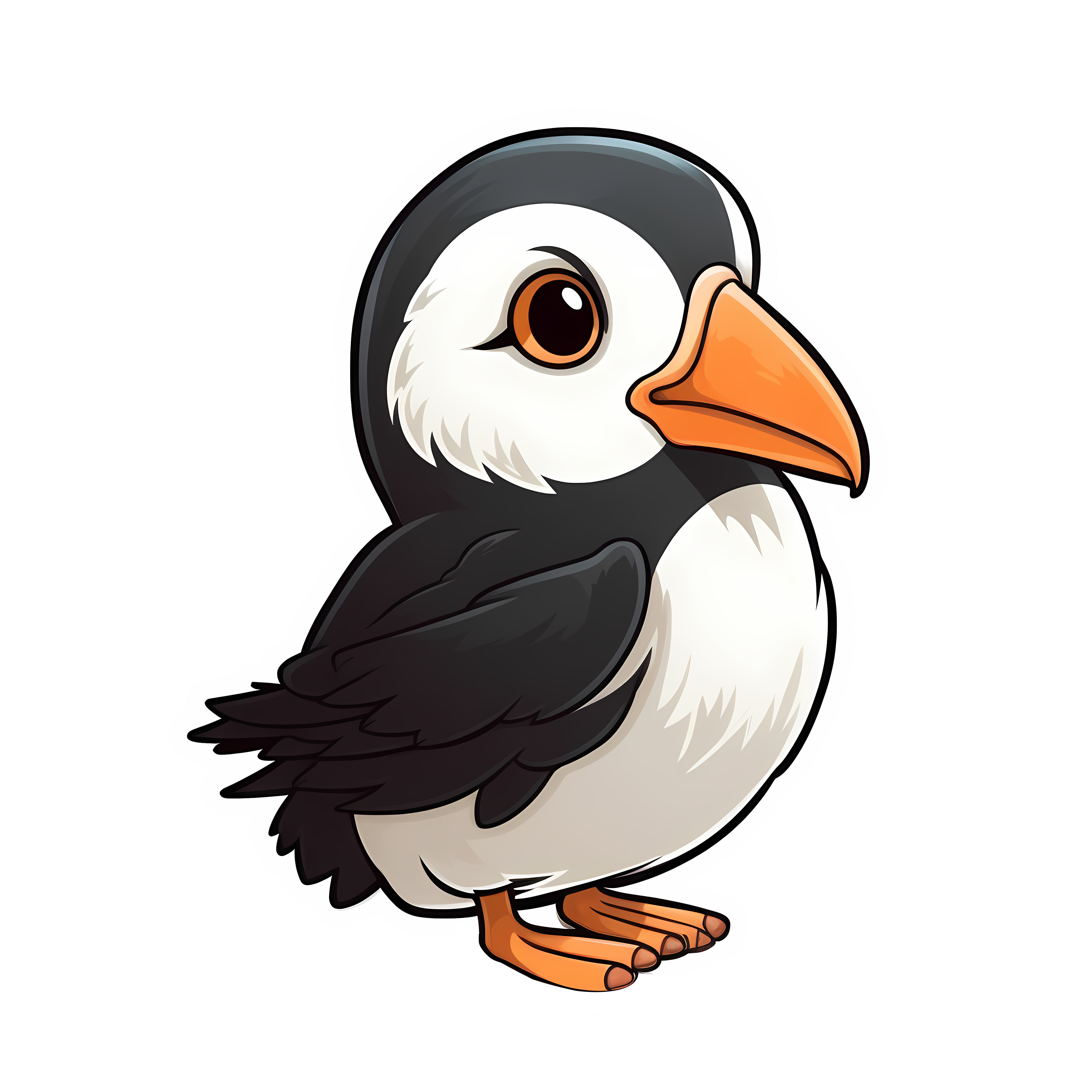 Kawaii puffin sticker isolated on transparent background #26194