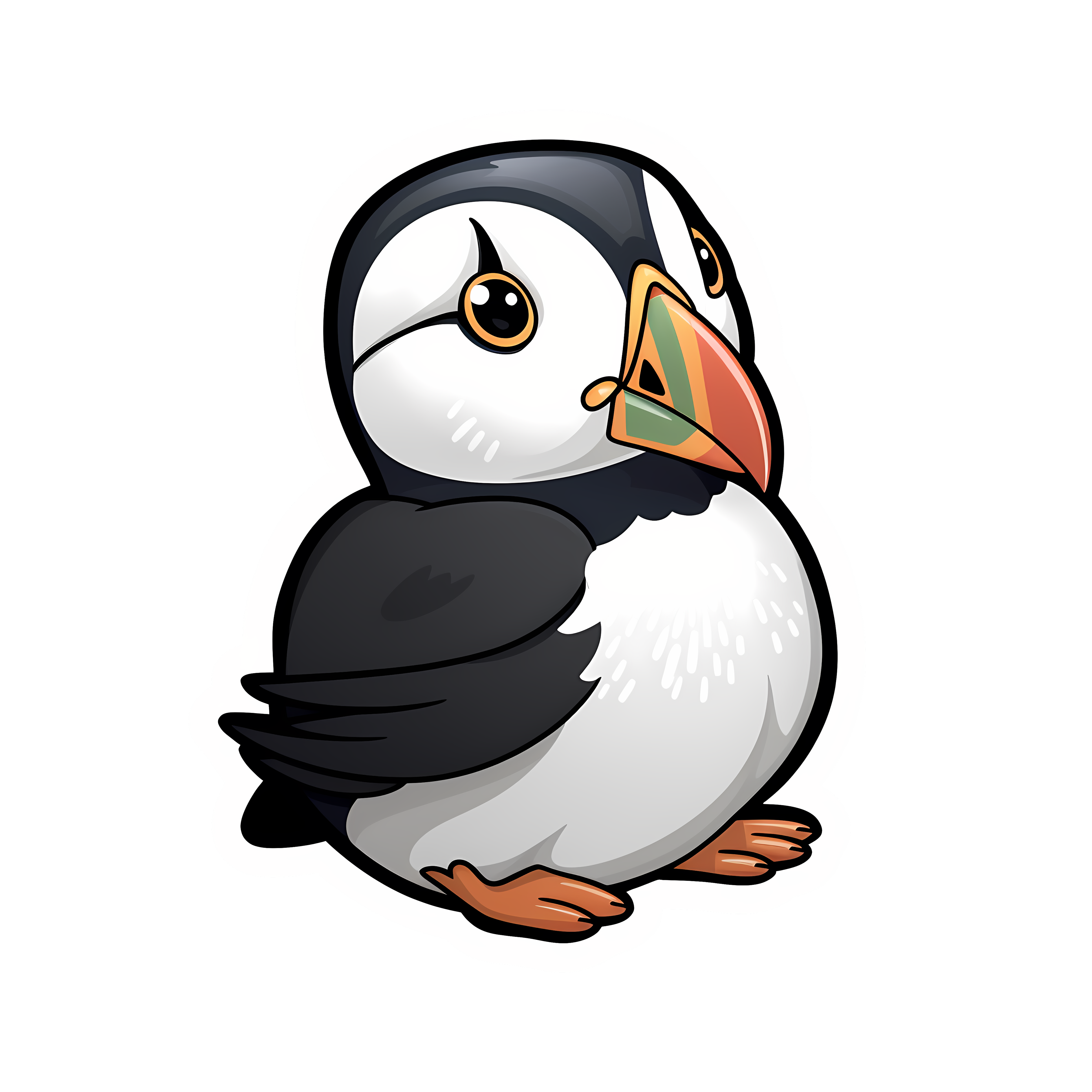 Kawaii puffin sticker isolated on transparent background #26204