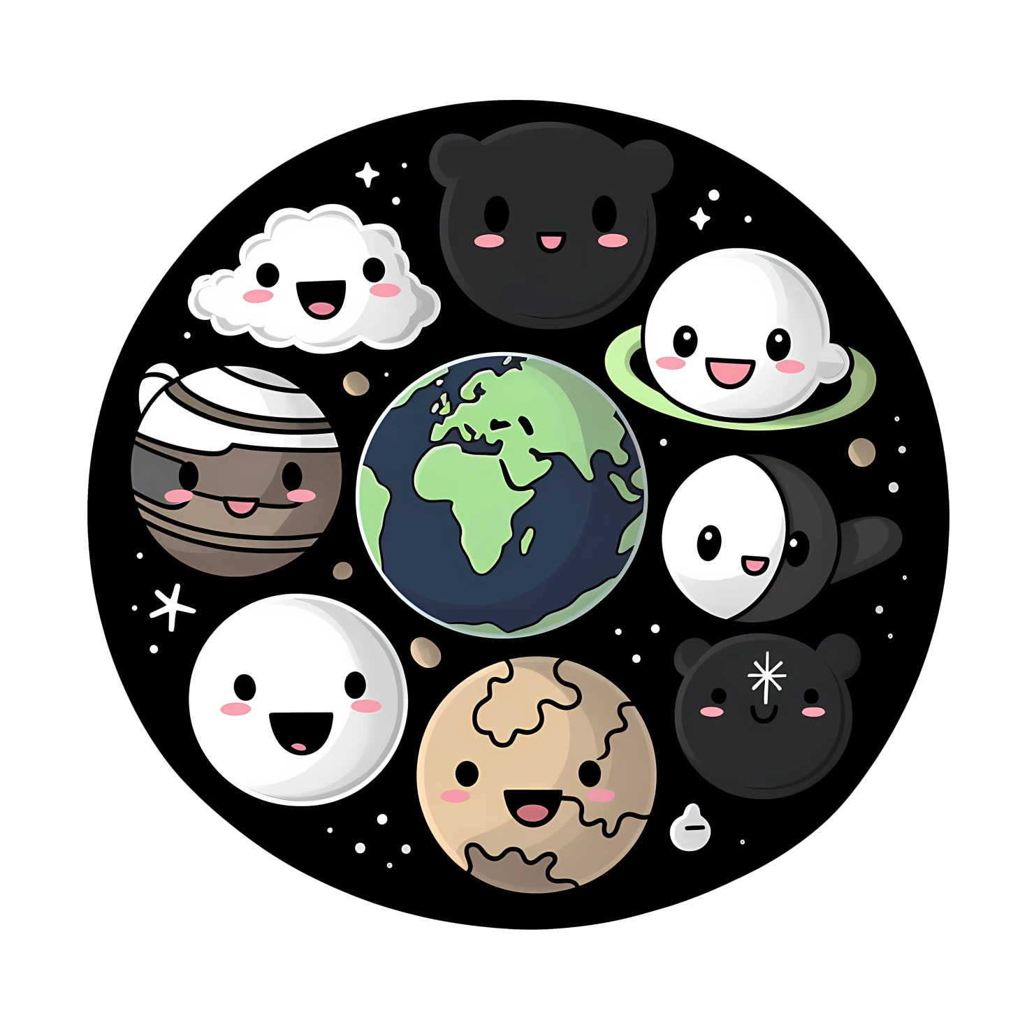 Kawaii planet sticker isolated on transparent background #26117