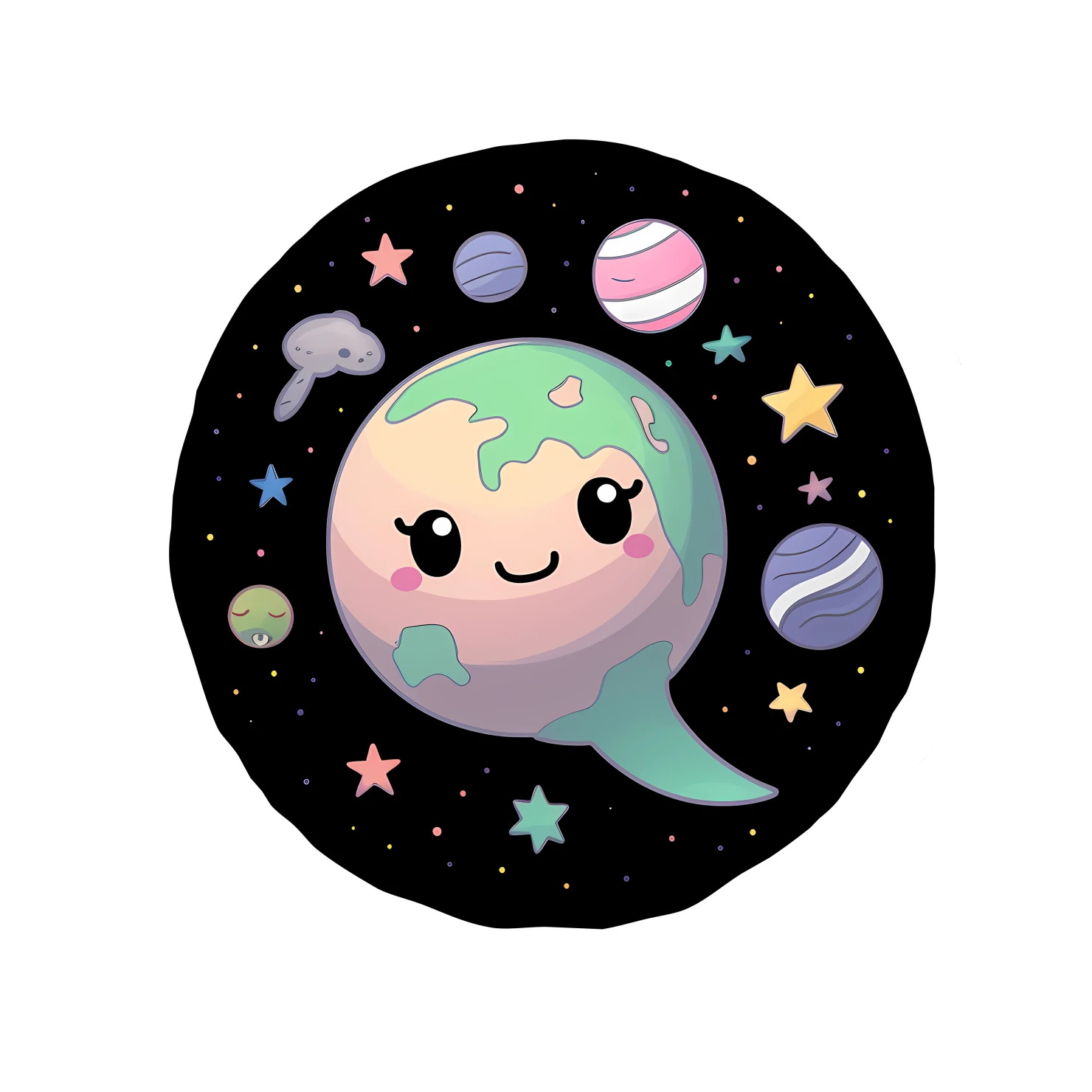 Kawaii planet sticker isolated on transparent background #26118