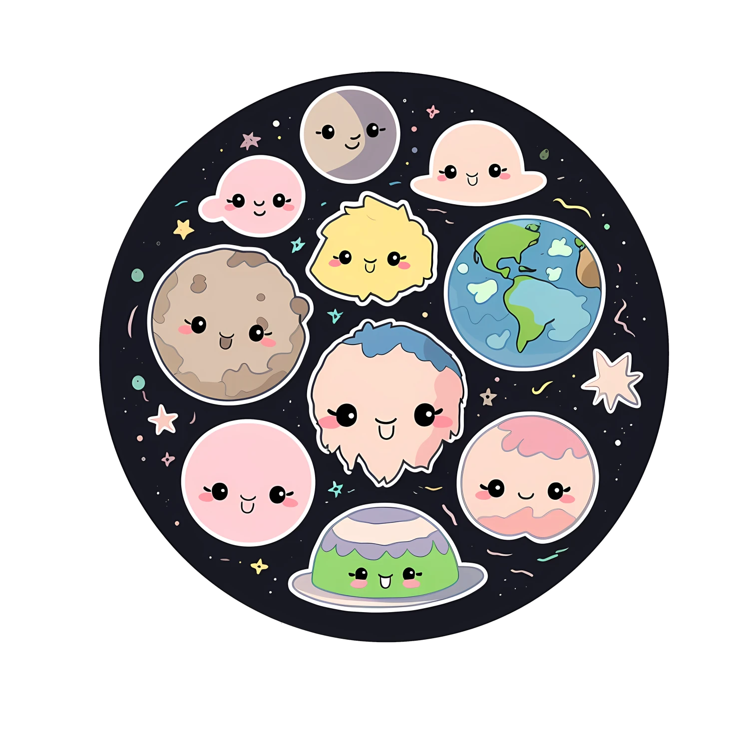 Kawaii planet sticker isolated on transparent background #26122