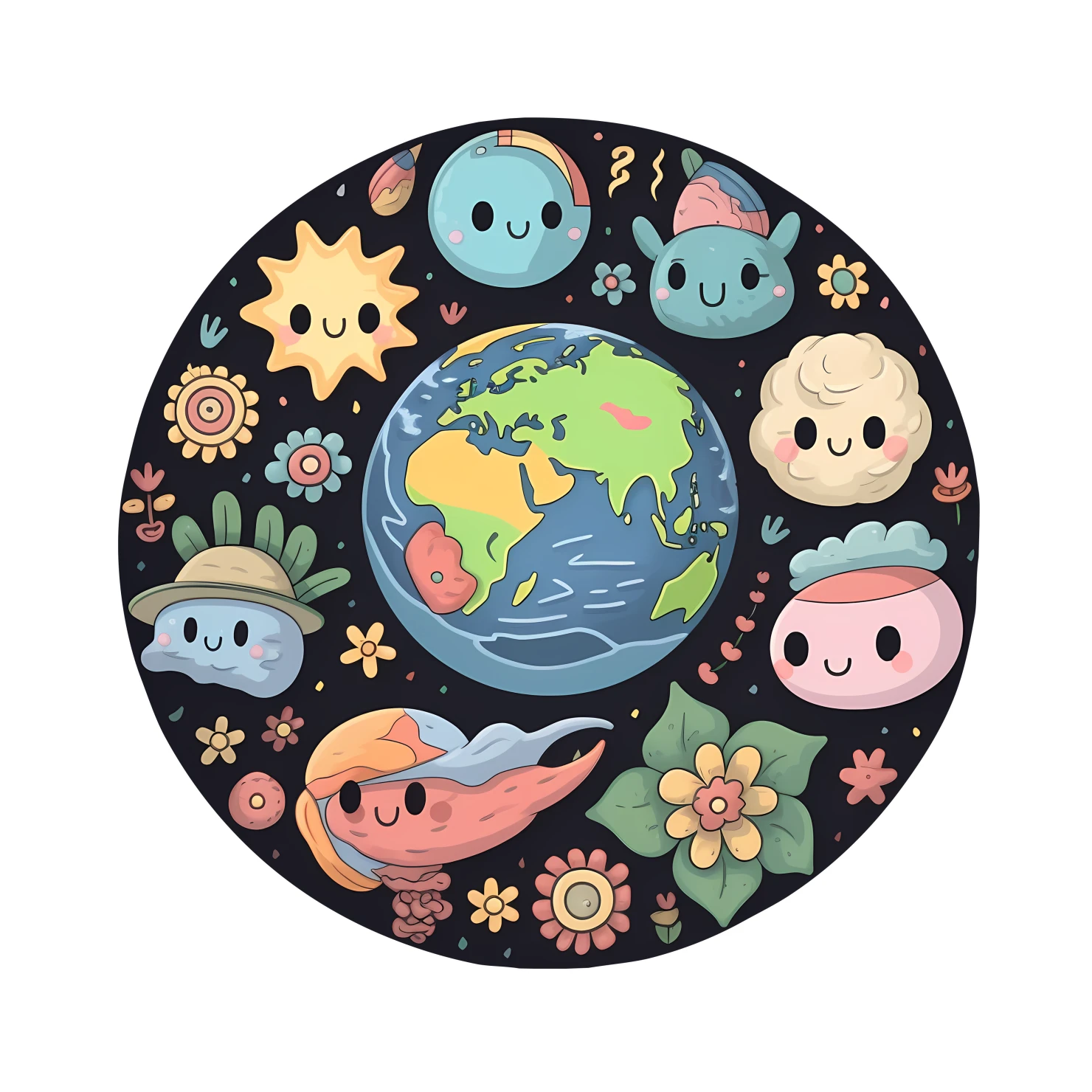 Kawaii planet sticker isolated on transparent background #26126