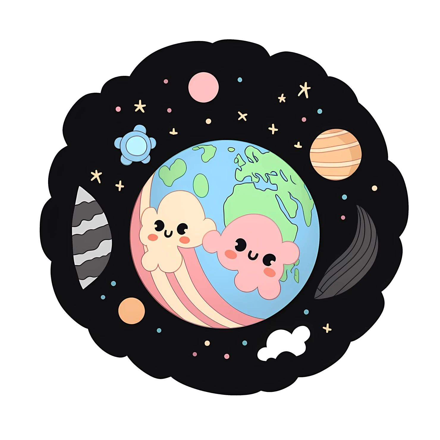 Kawaii planet sticker isolated on transparent background #26128