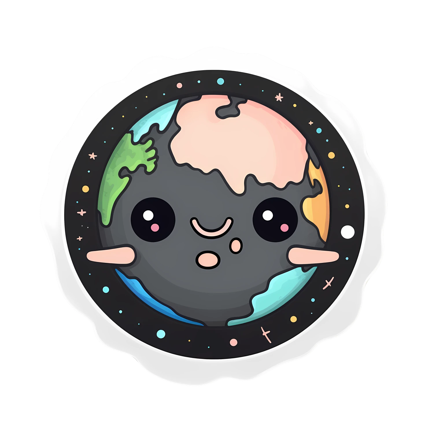 Kawaii planet sticker isolated on transparent background #26129