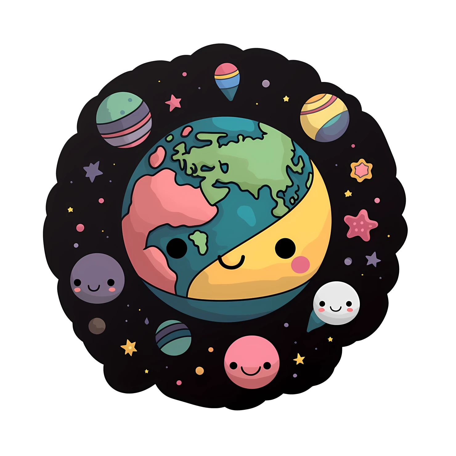 Kawaii planet sticker isolated on transparent background #26132